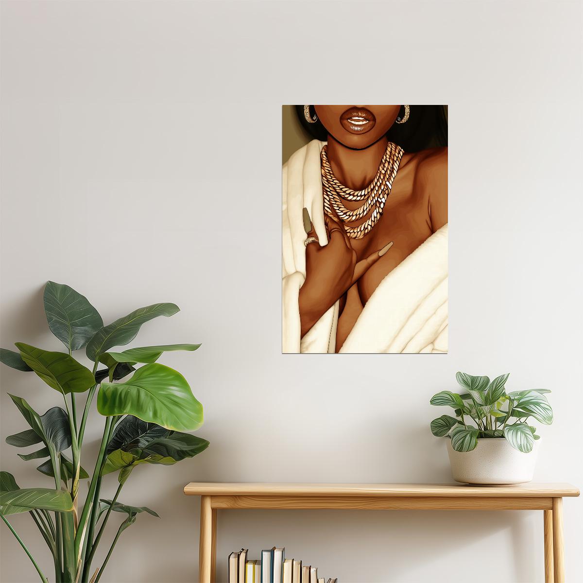 Gold Chains and Jewelry Close-Up | Luxury Pop Art Style | Wall Art Print Poster