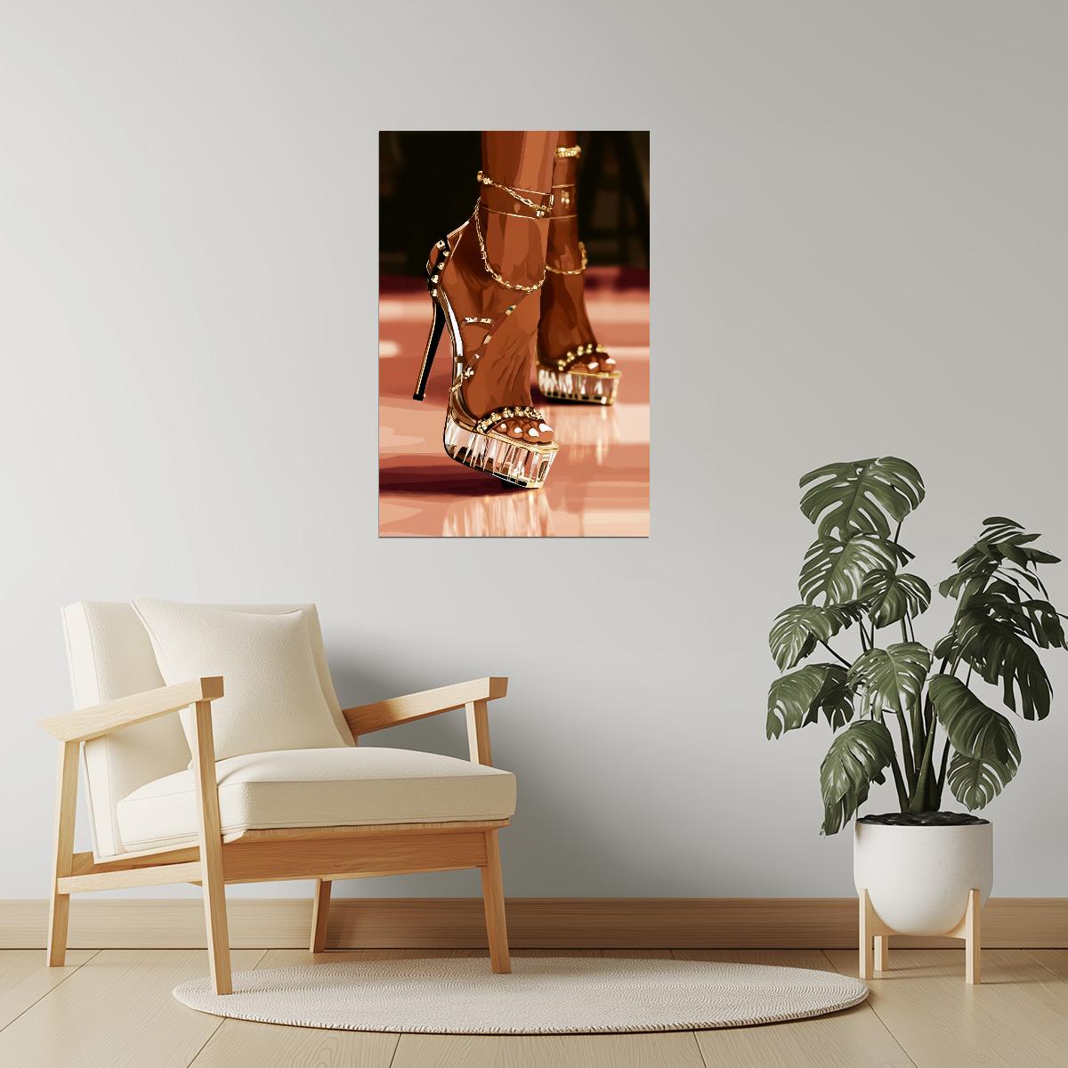 High Heels and Anklets | Chic Fashion Illustration | Wall Decor Poster
