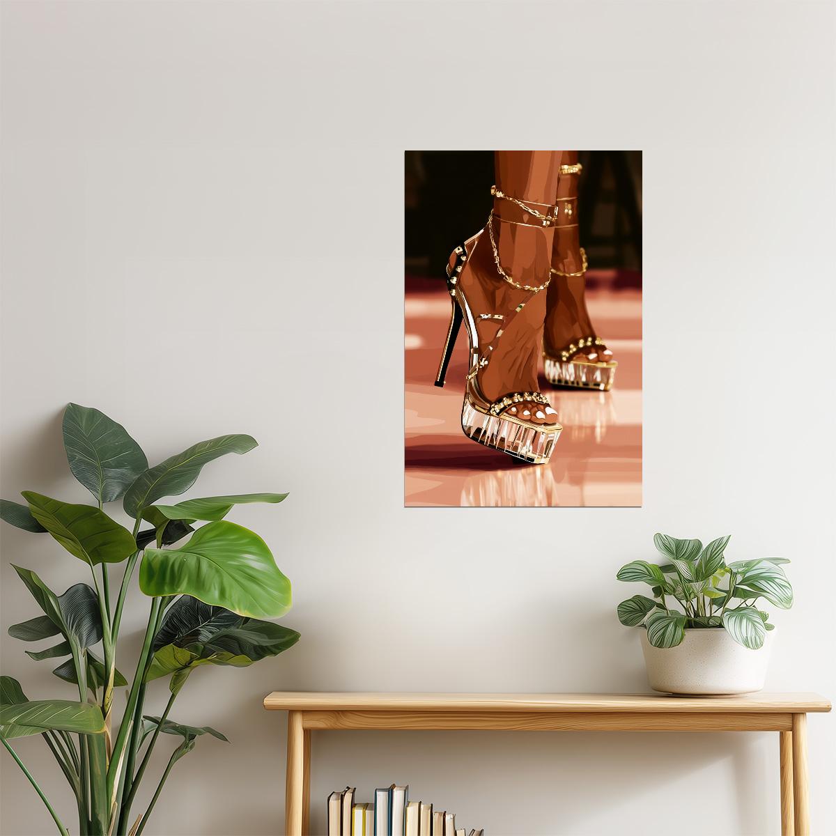 High Heels and Anklets | Chic Fashion Illustration | Wall Decor Poster