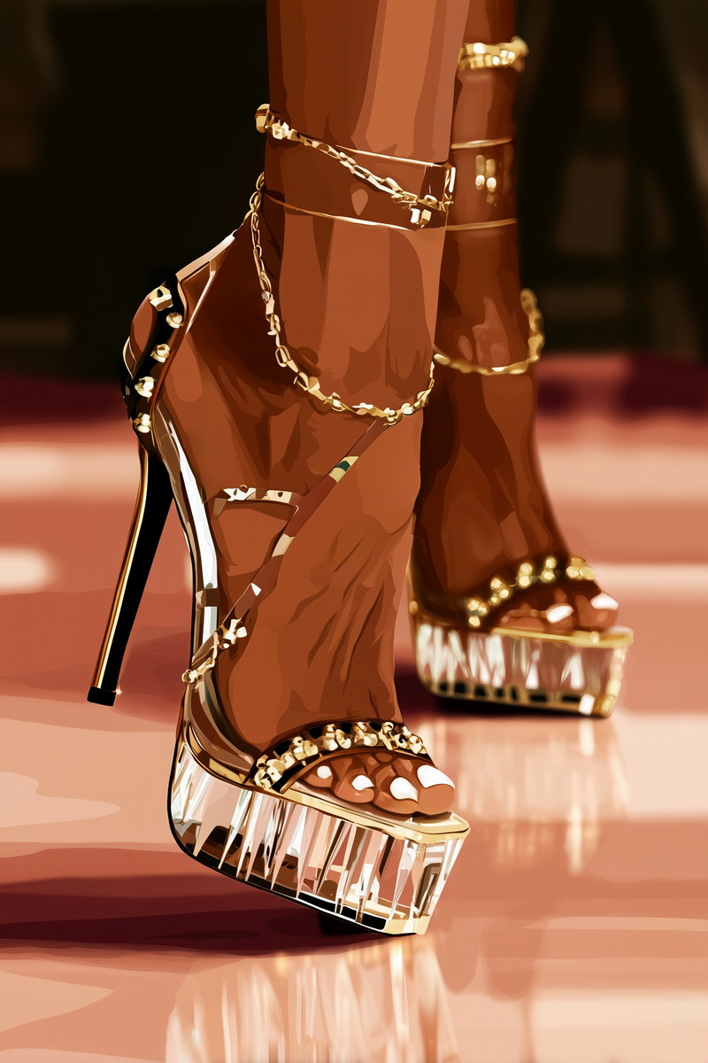 High Heels and Anklets | Chic Fashion Illustration | Wall Decor Poster