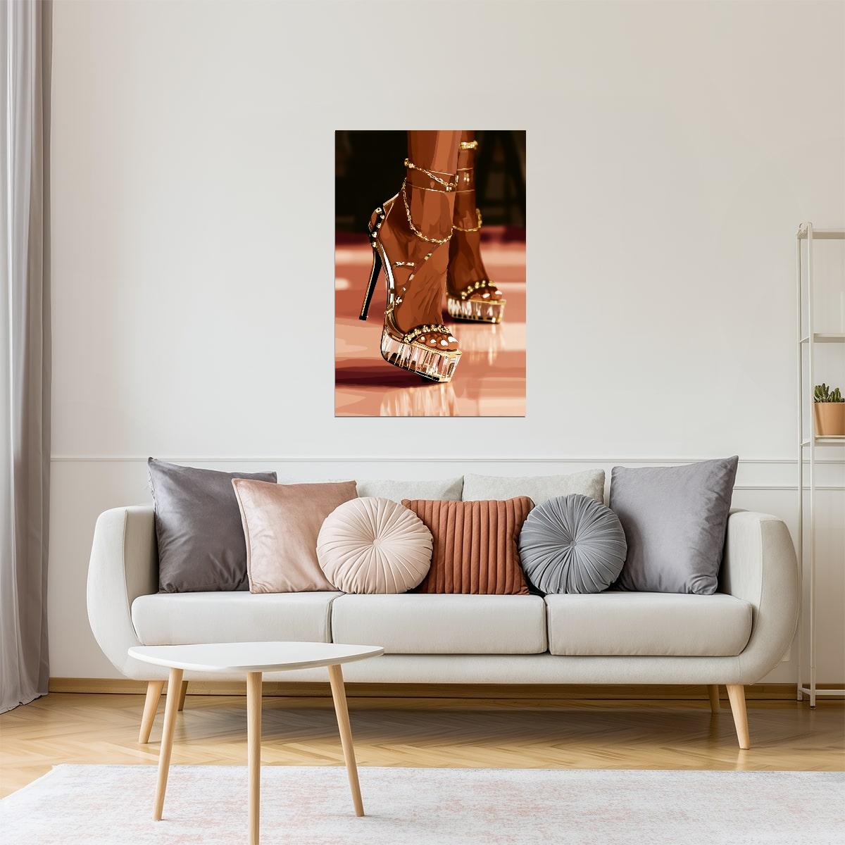 High Heels and Anklets | Chic Fashion Illustration | Wall Decor Poster