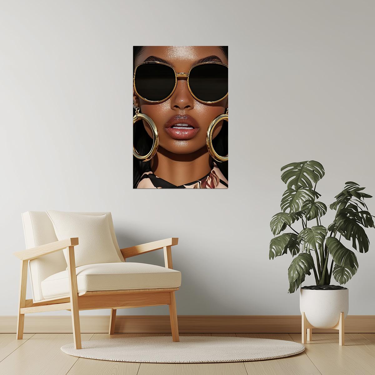 Black Woman with Sunglasses | Modern Fashion Illustration | Wall Art Print Poster