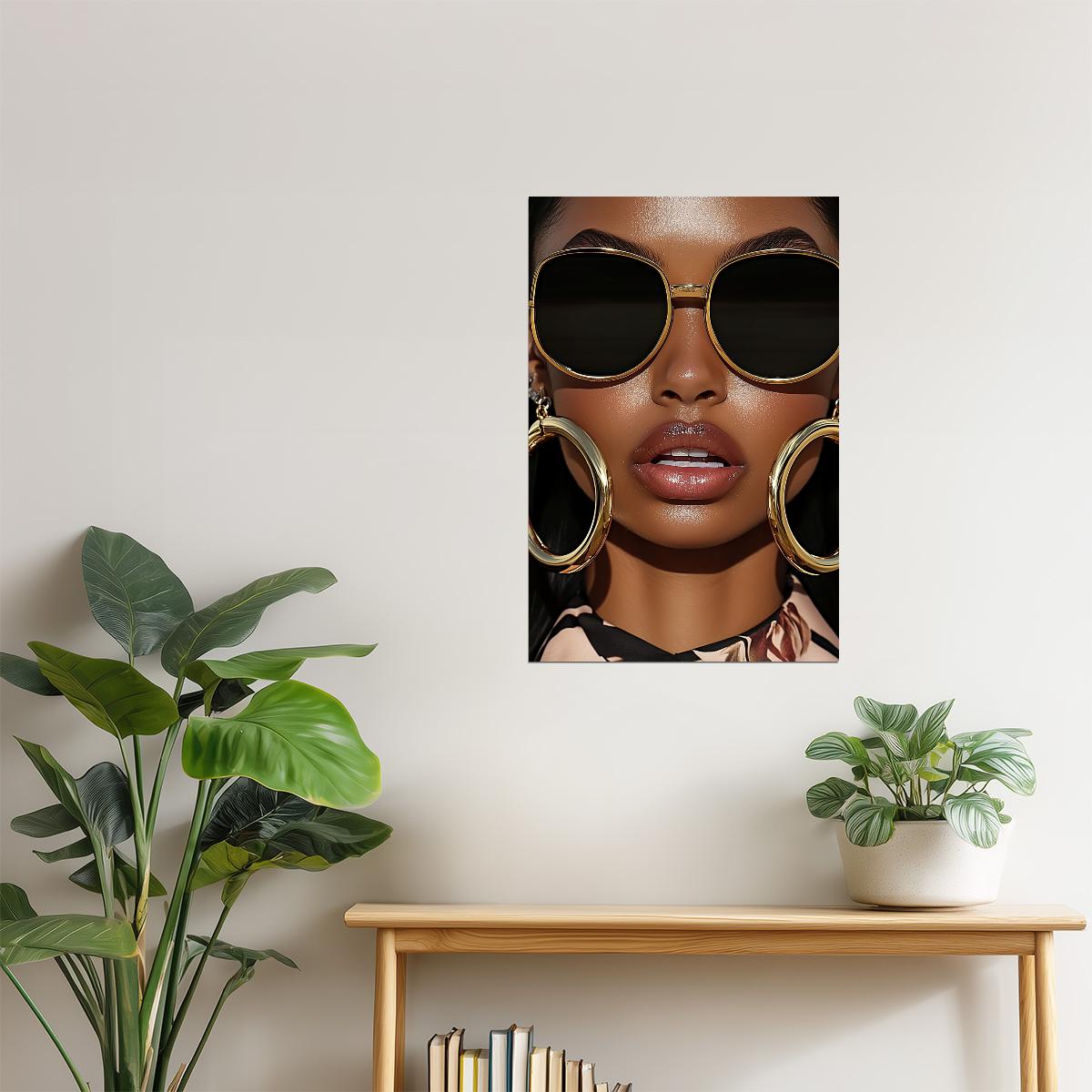 Black Woman with Sunglasses | Modern Fashion Illustration | Wall Art Print Poster