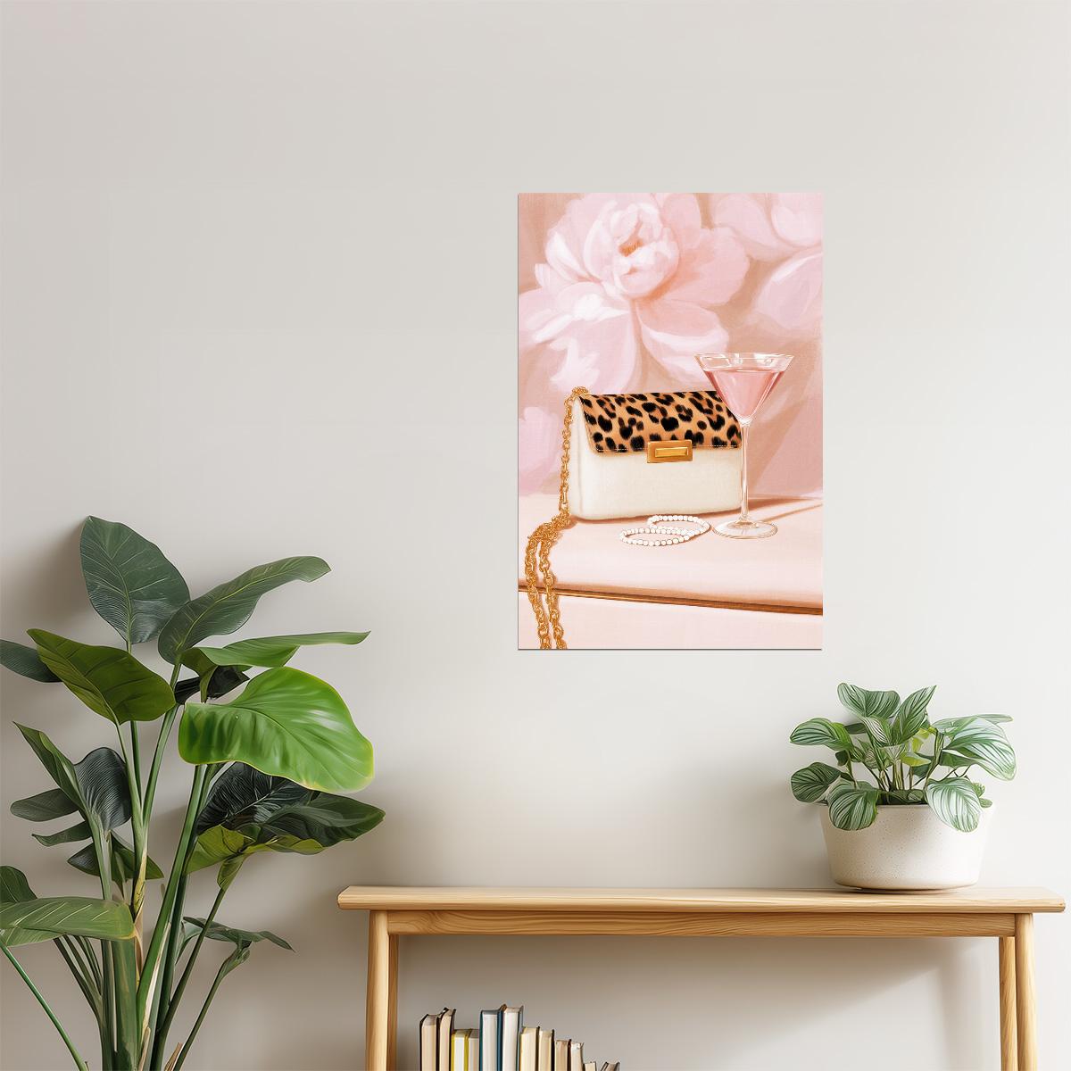 Chic White Handbag and Pearls | Feminine Fashion Still Life | Wall Art Print Poster