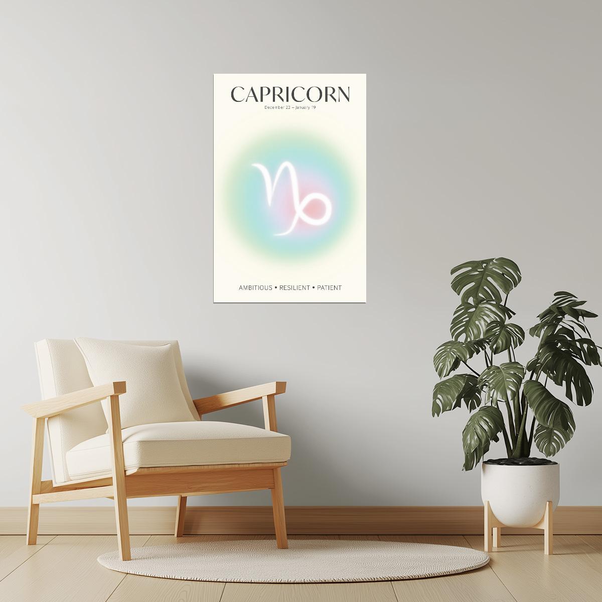 Capricorn Zodiac Sign | Modern Spiritual Aesthetic | Astrology Wall Art Print Poster