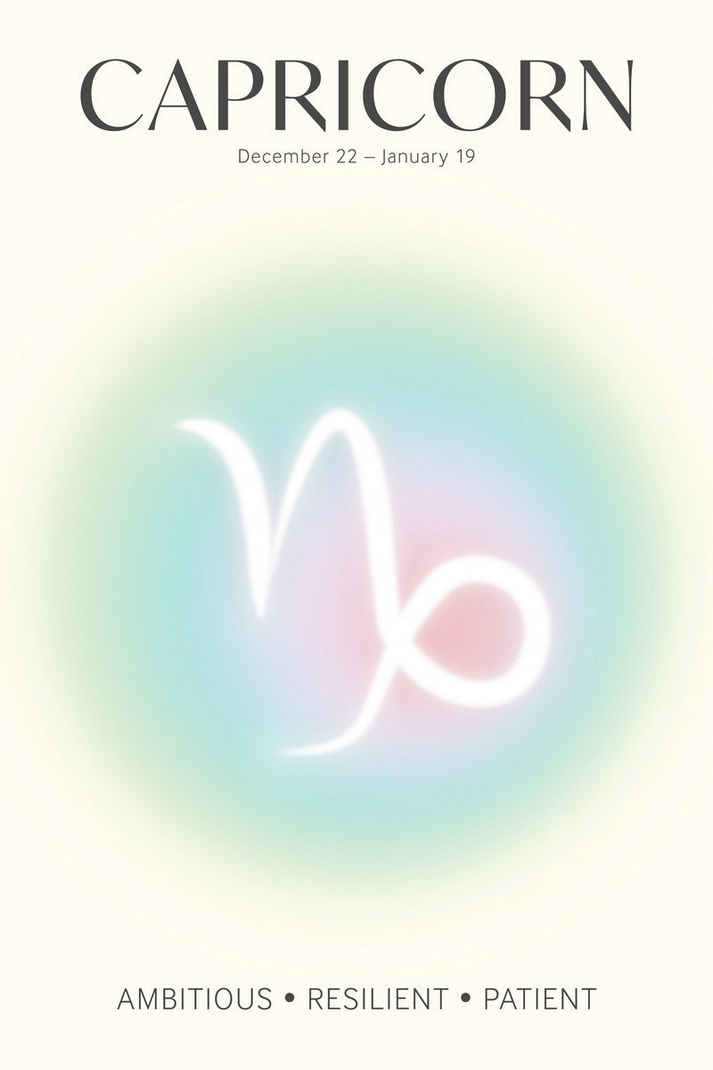 Capricorn Zodiac Sign | Modern Spiritual Aesthetic | Astrology Wall Art Print Poster
