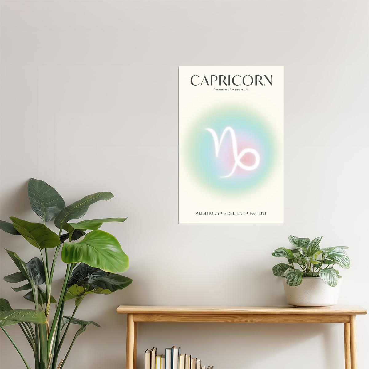 Capricorn Zodiac Sign | Modern Spiritual Aesthetic | Astrology Wall Art Print Poster