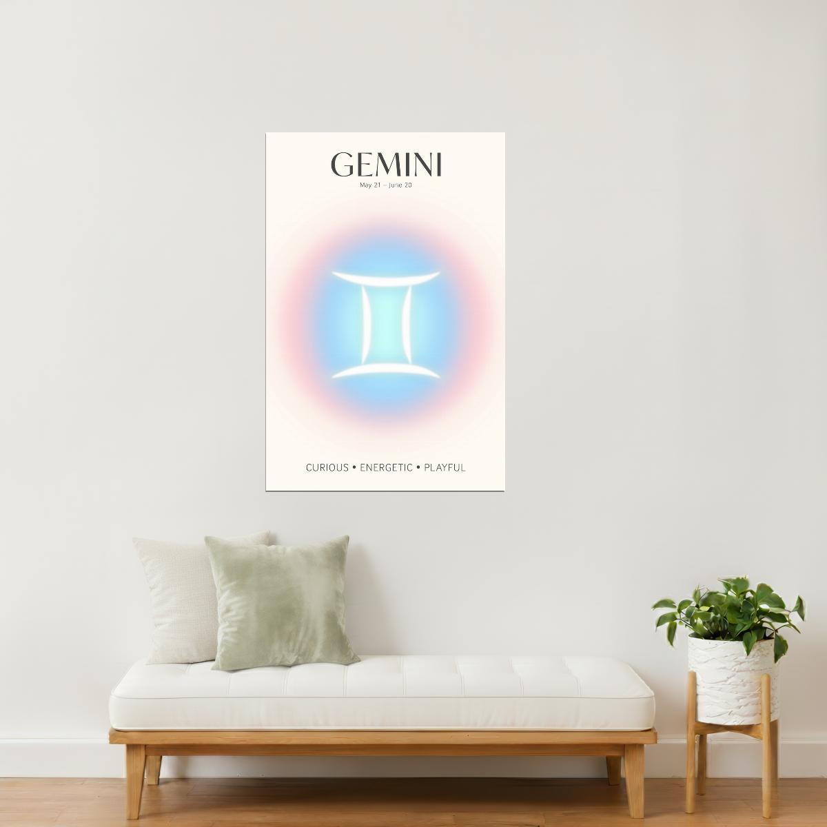 Gemini Zodiac Sign | Whimsical Aura Gradient | Astrology Wall Decor Poster