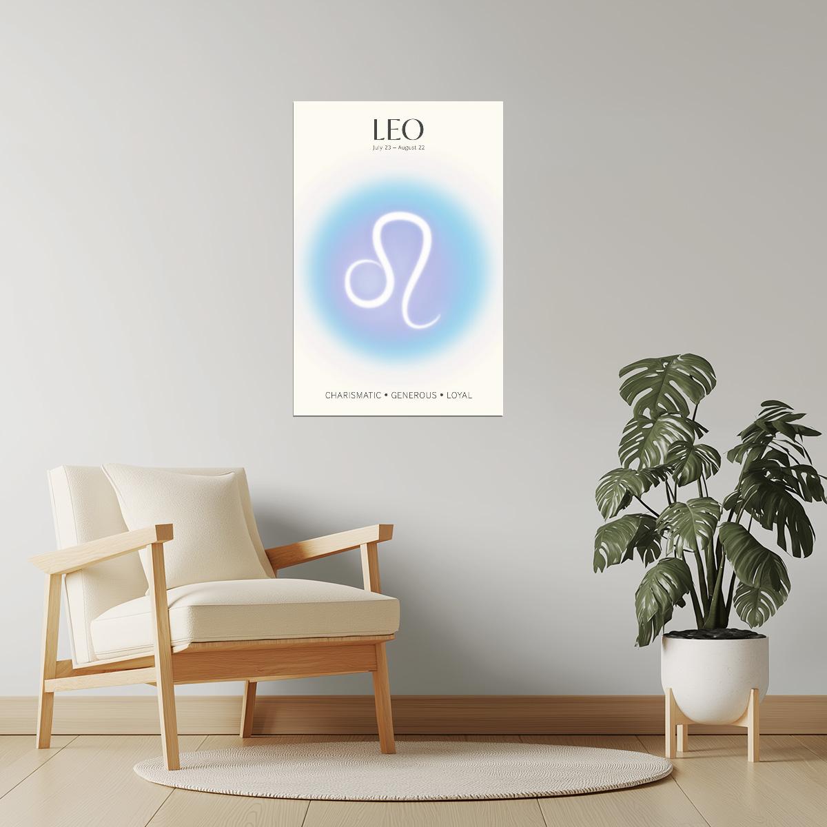 Leo Zodiac Sign | Cosmic Minimalist Style | Astrology Wall Art Print Poster