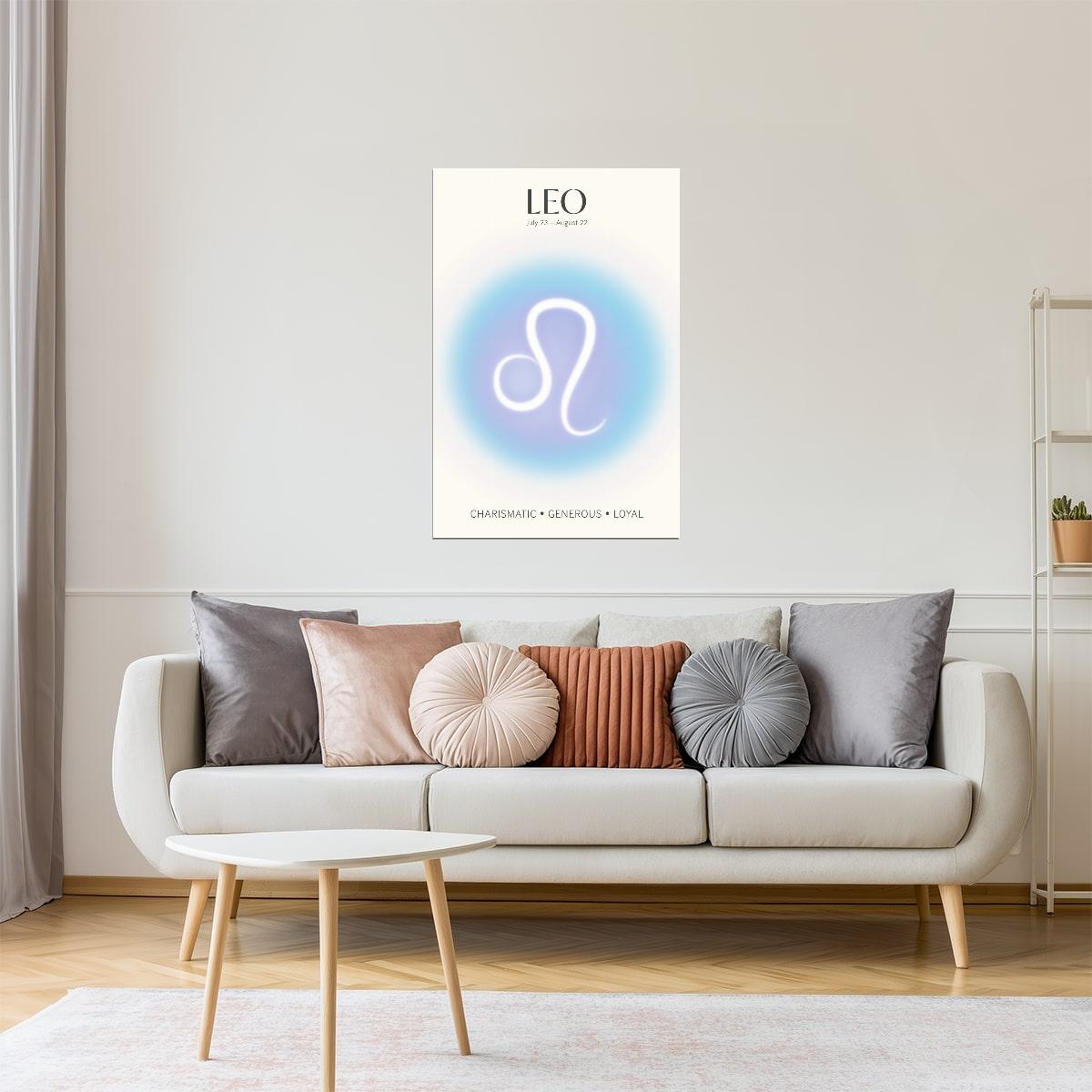 Leo Zodiac Sign | Cosmic Minimalist Style | Astrology Wall Art Print Poster