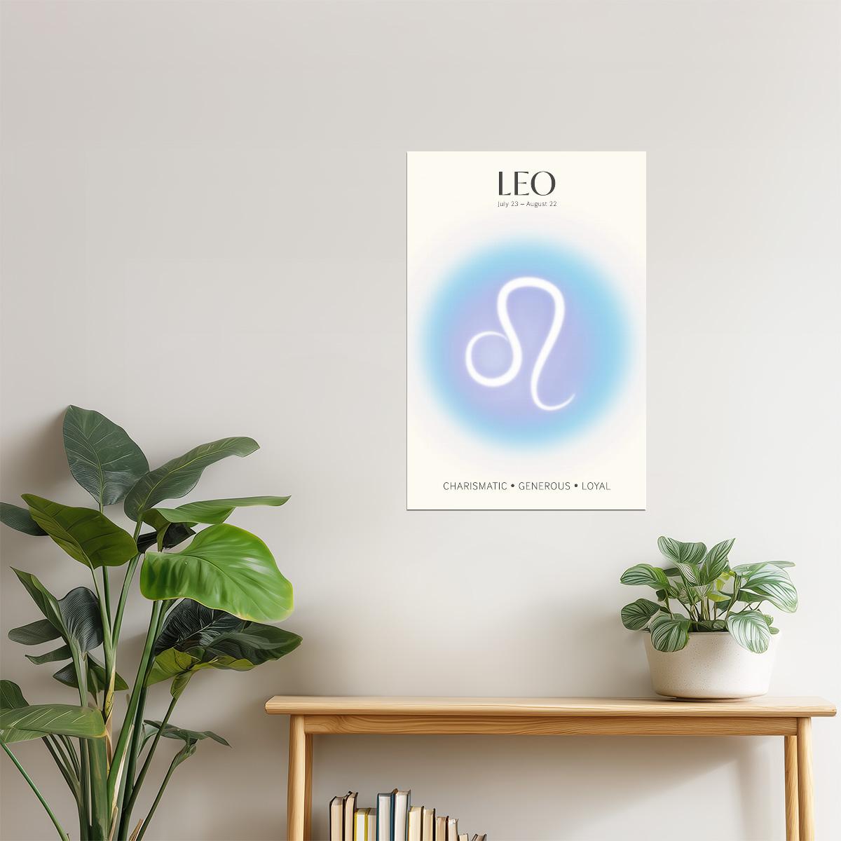Leo Zodiac Sign | Cosmic Minimalist Style | Astrology Wall Art Print Poster