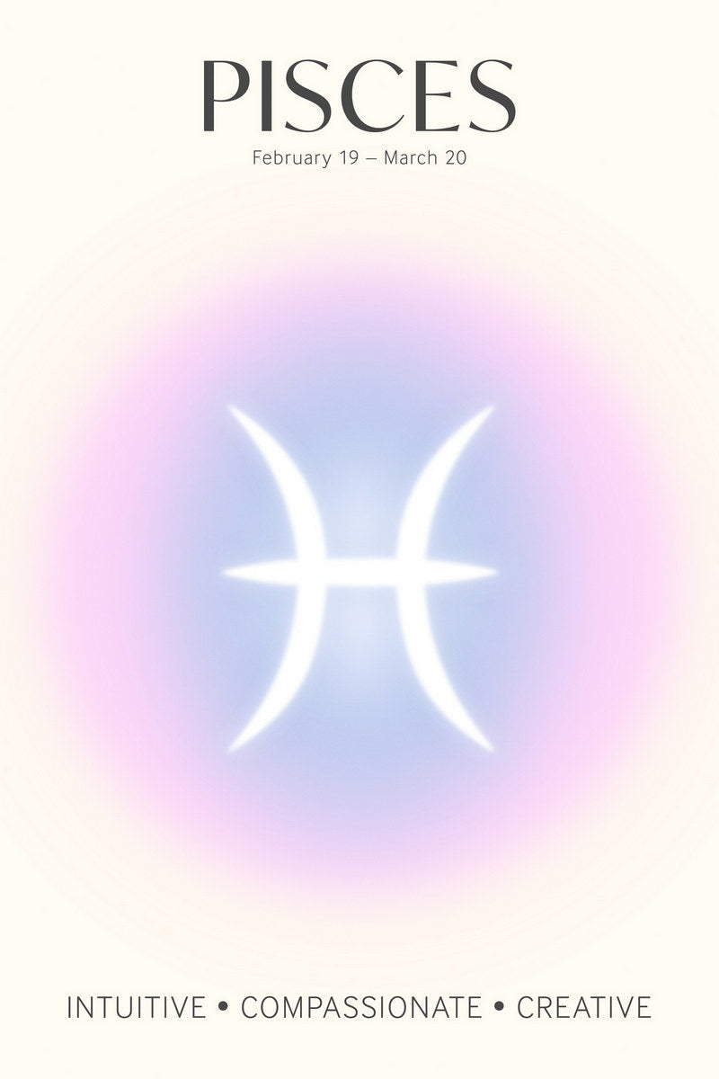 Pisces Zodiac Sign | Mystical Celestial Design | Astrology Wall Art Print Poster