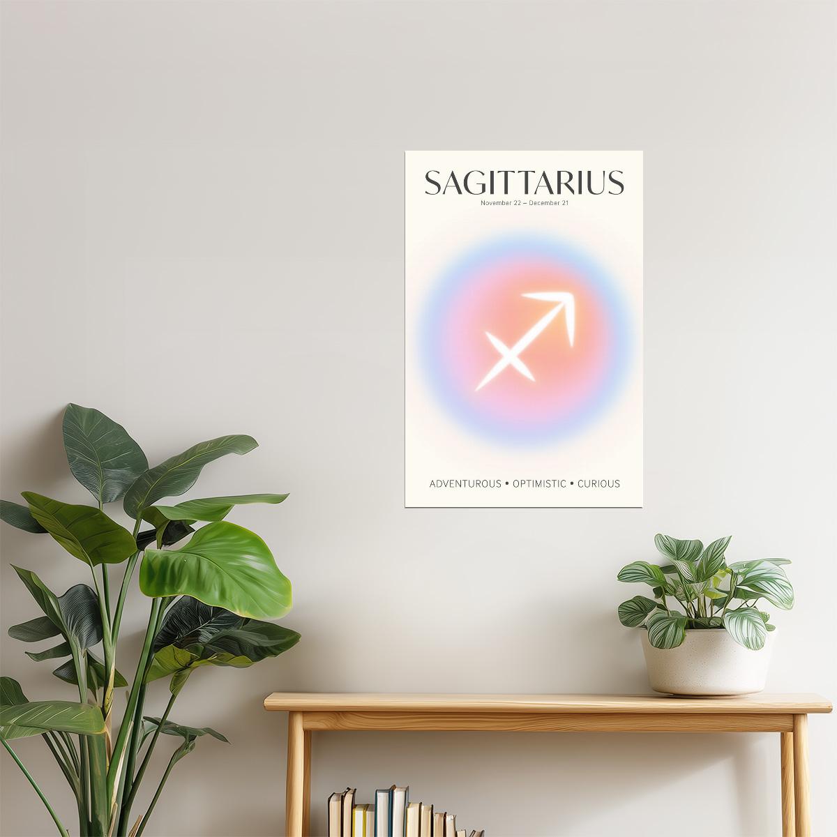 Sagittarius Zodiac Sign | Dreamy Aura Aesthetic | Astrology Wall Decor Poster