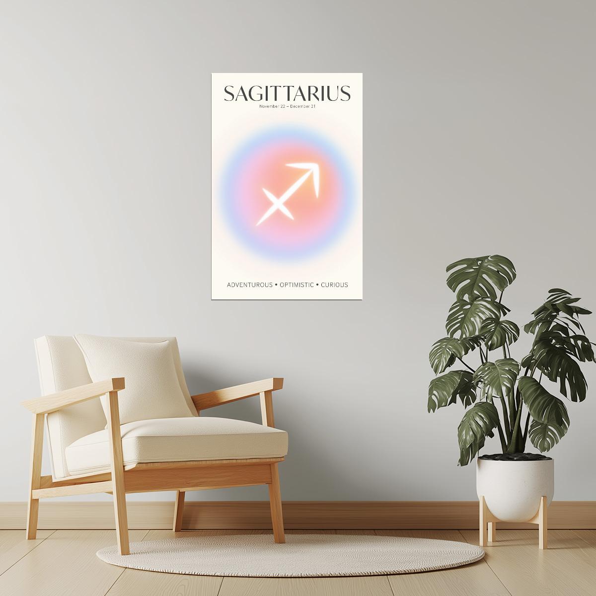 Sagittarius Zodiac Sign | Dreamy Aura Aesthetic | Astrology Wall Decor Poster