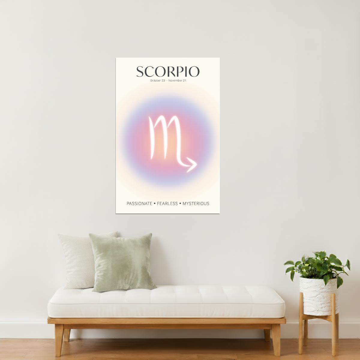 Scorpio Zodiac Sign | Ethereal Gradient Symbol | Astrology Wall Art Print Poster