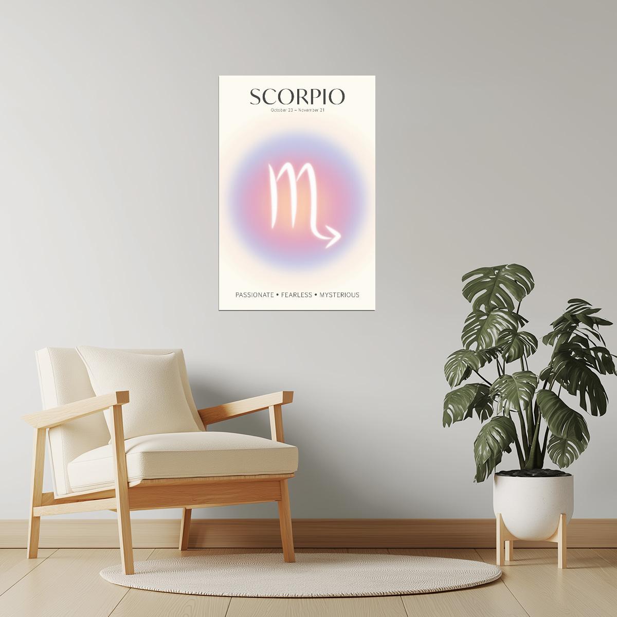Scorpio Zodiac Sign | Ethereal Gradient Symbol | Astrology Wall Art Print Poster