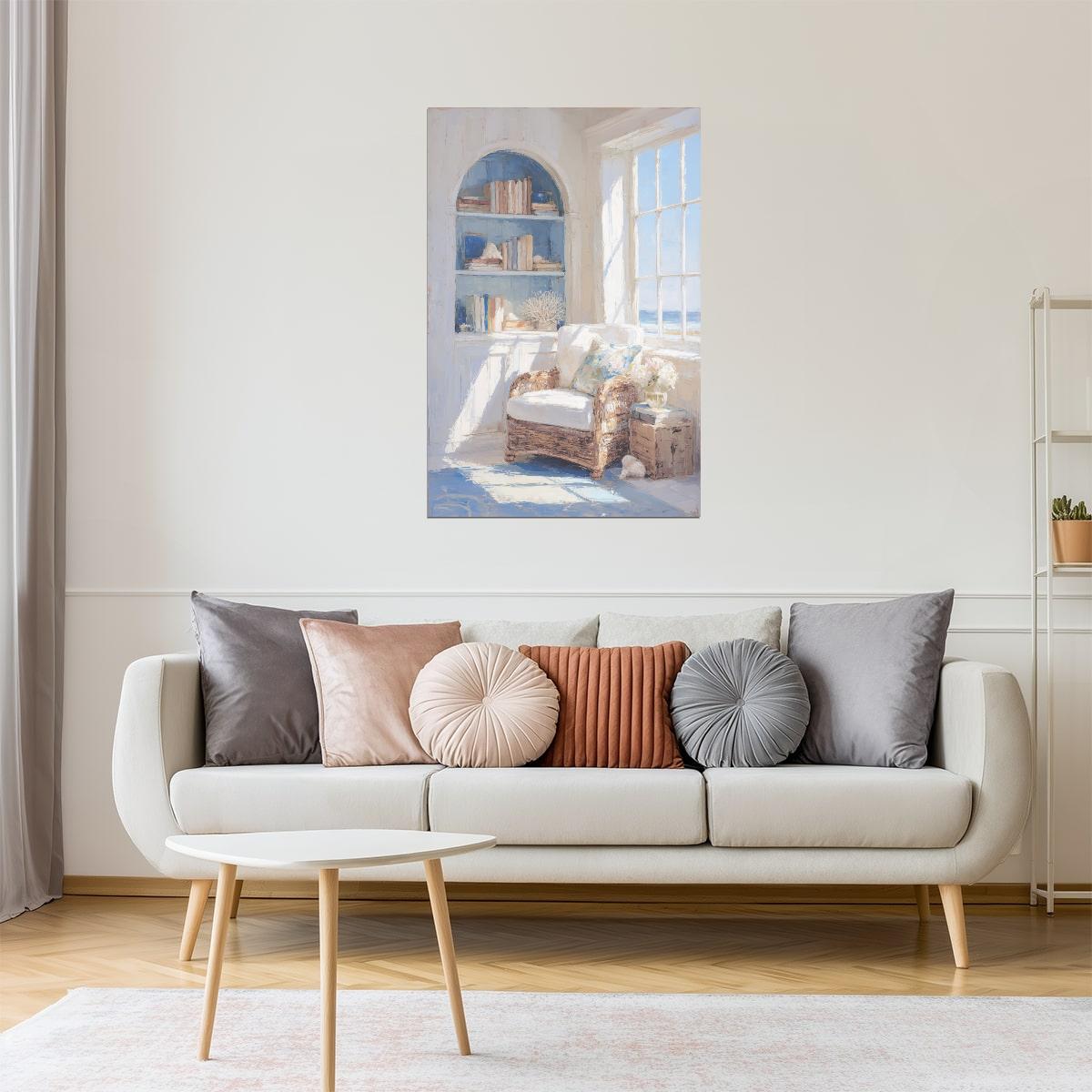 Cozy Reading Nook with Books | Coastal Granddaughter Bookish Aesthetic Poster