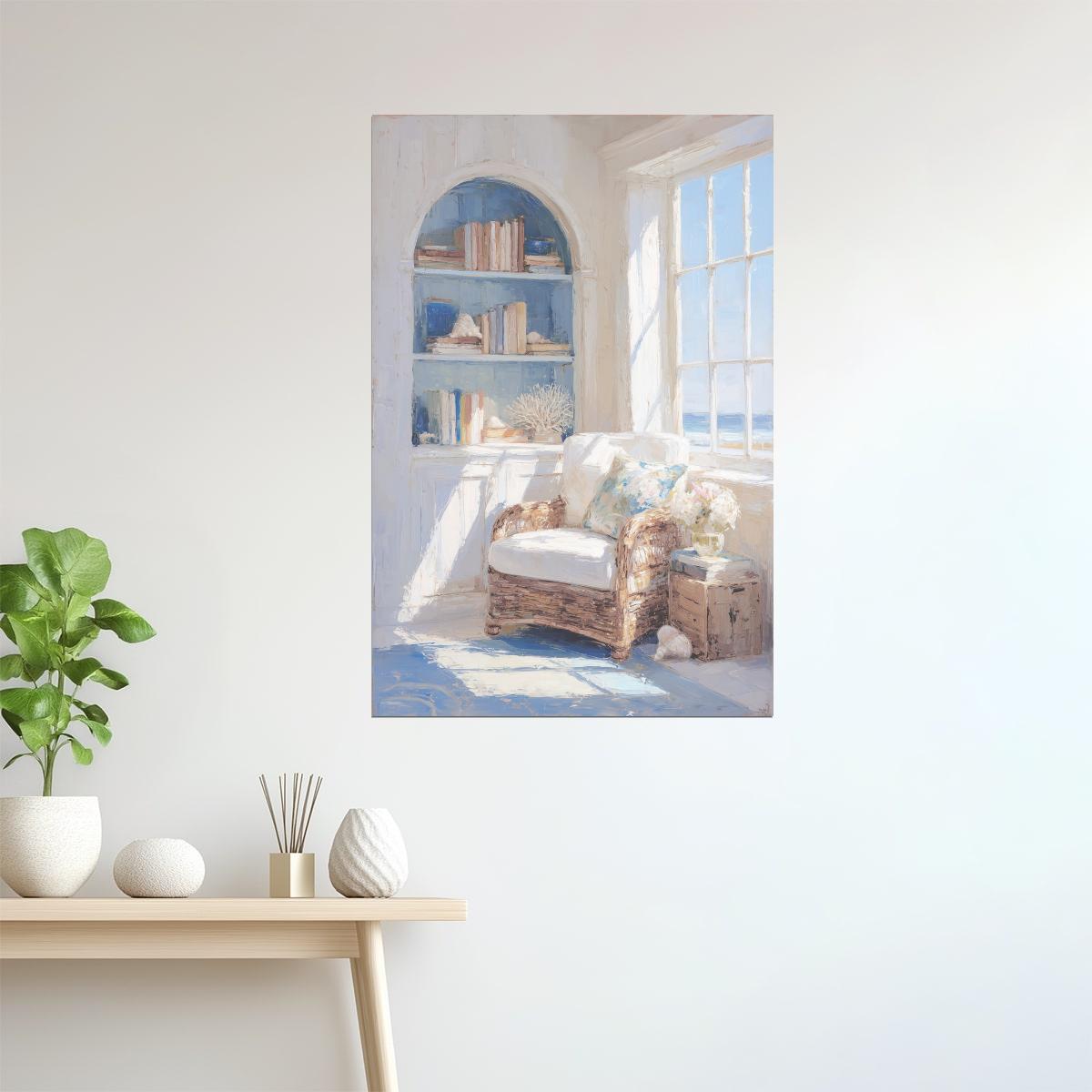 Cozy Reading Nook with Books | Coastal Granddaughter Bookish Aesthetic Poster