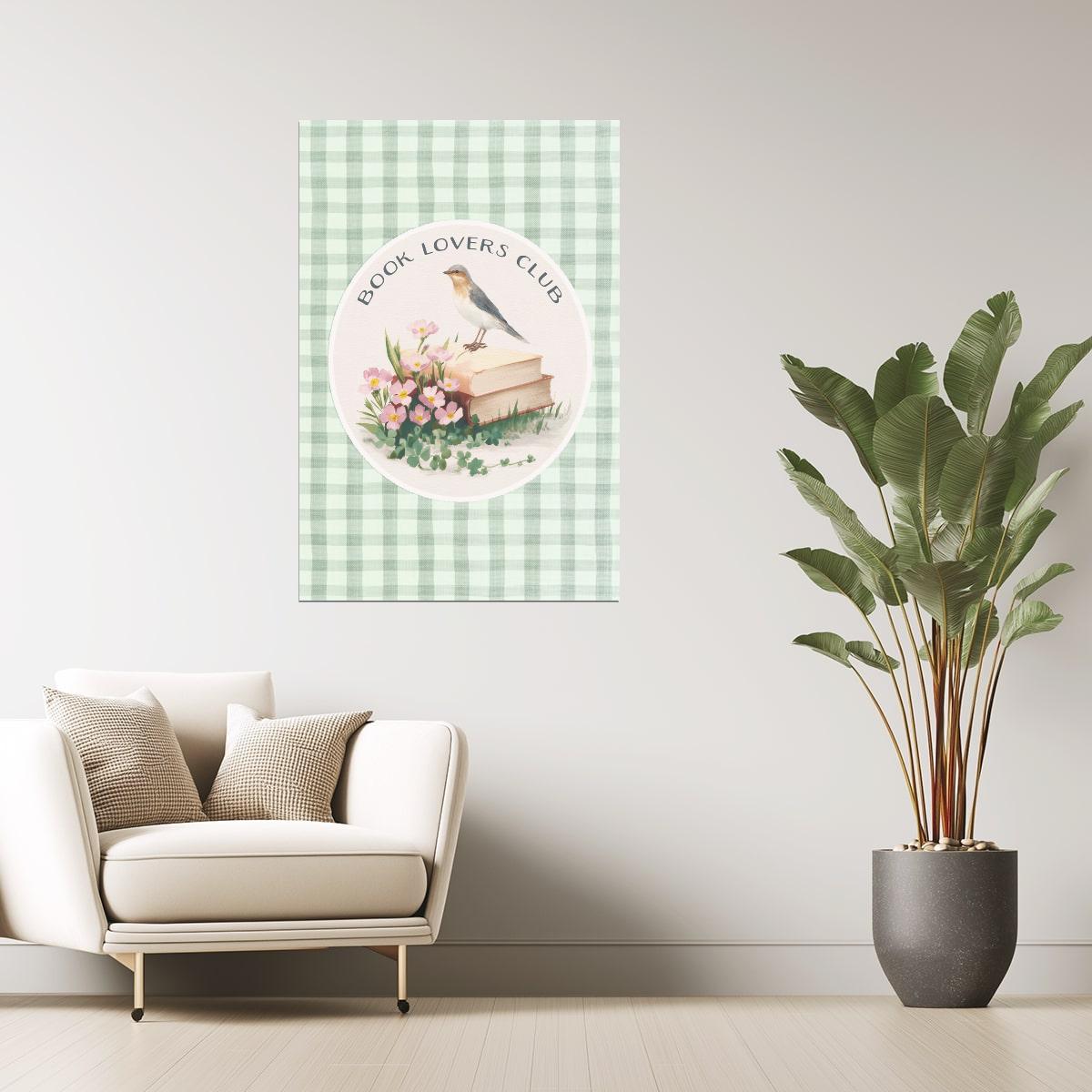 Book Lovers Club with Books and Flowers | Bookish Vintage Aesthetic Poster