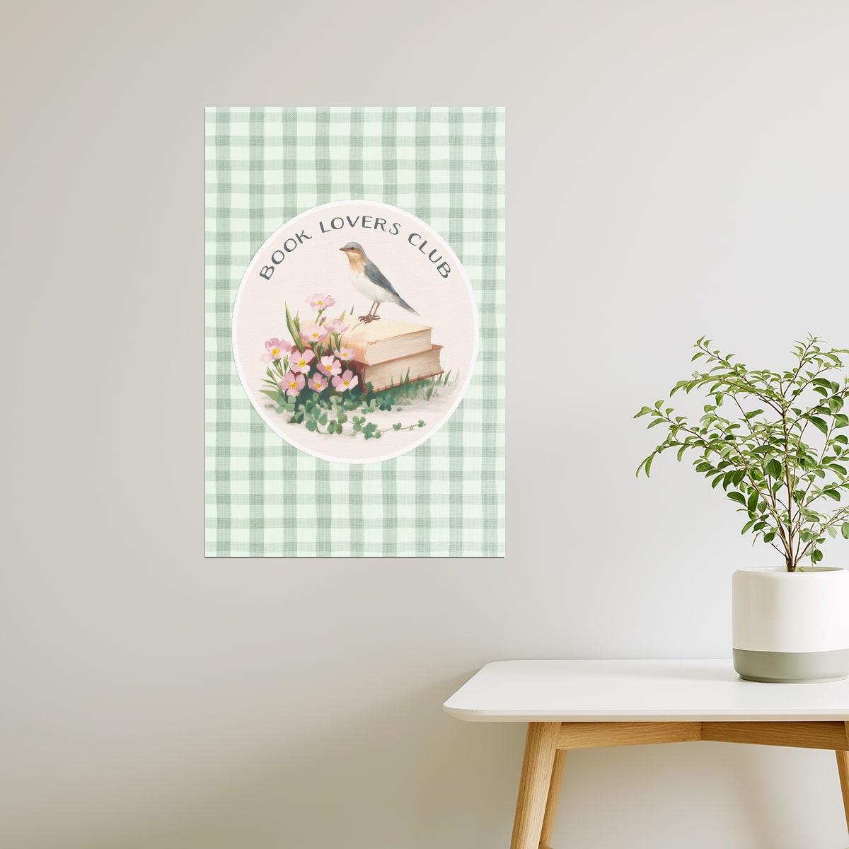 Book Lovers Club with Books and Flowers | Bookish Vintage Aesthetic Poster