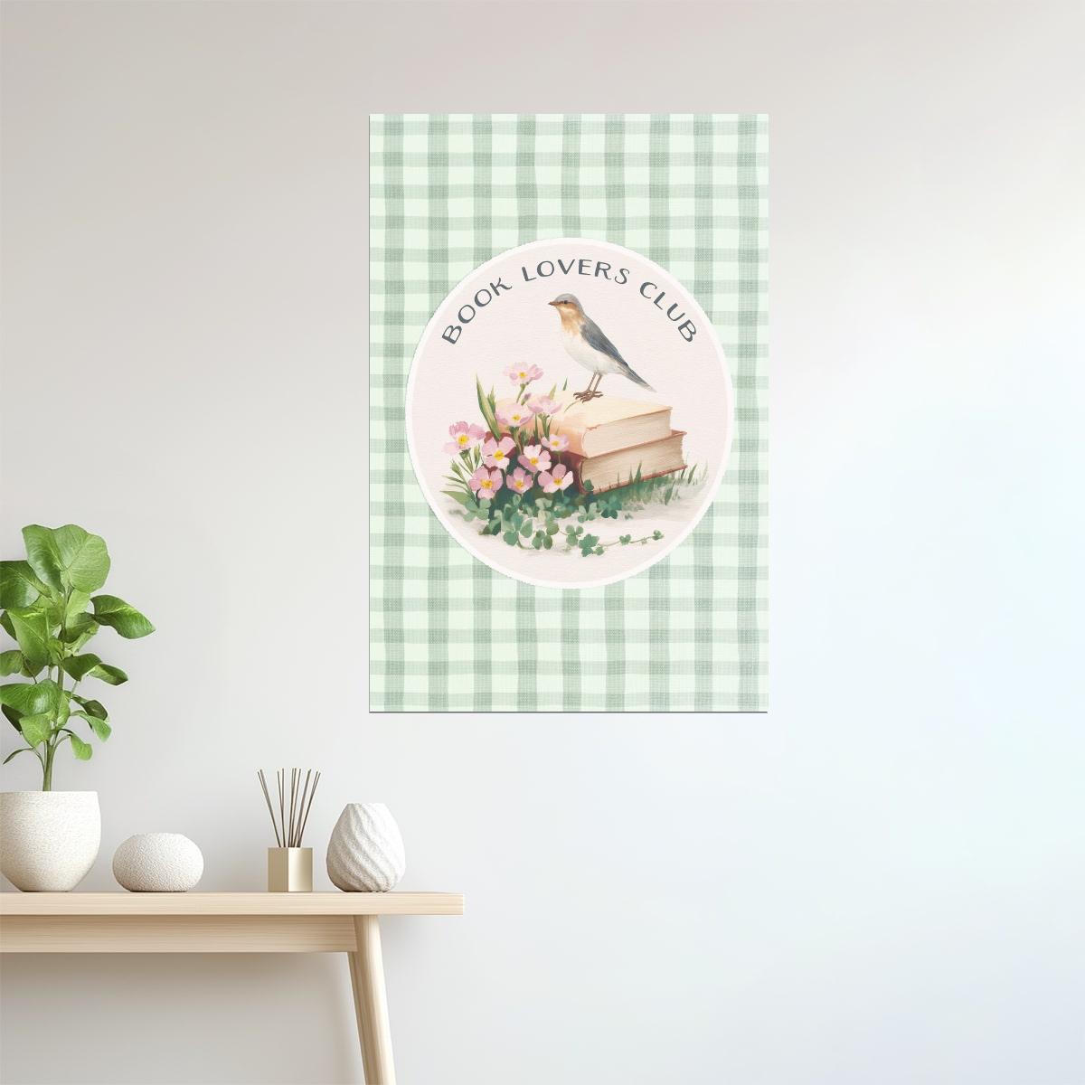 Book Lovers Club with Books and Flowers | Bookish Vintage Aesthetic Poster