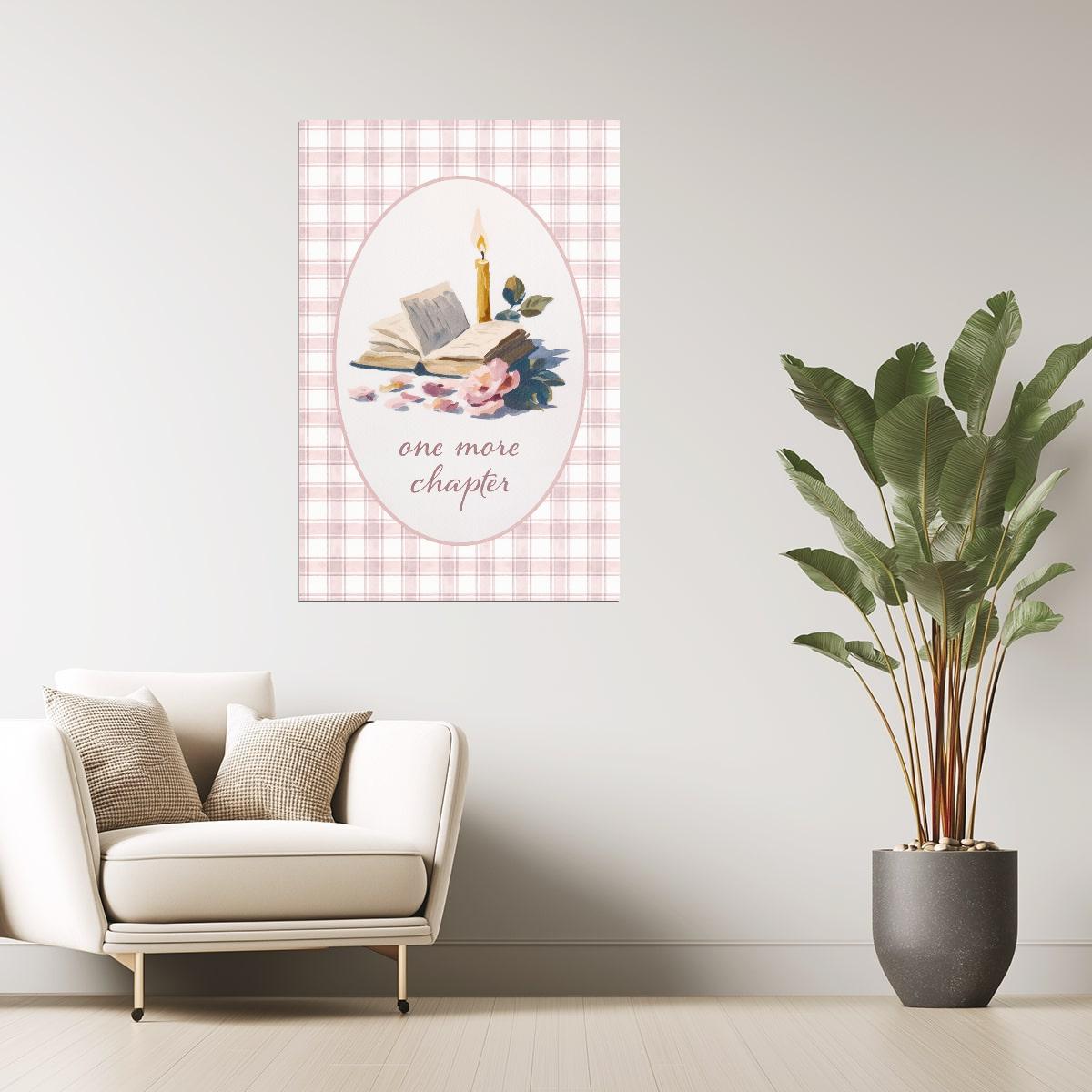 One More Chapter Literary Quote with Candle and Flowers | Bookish Cozy Aesthetic Poster