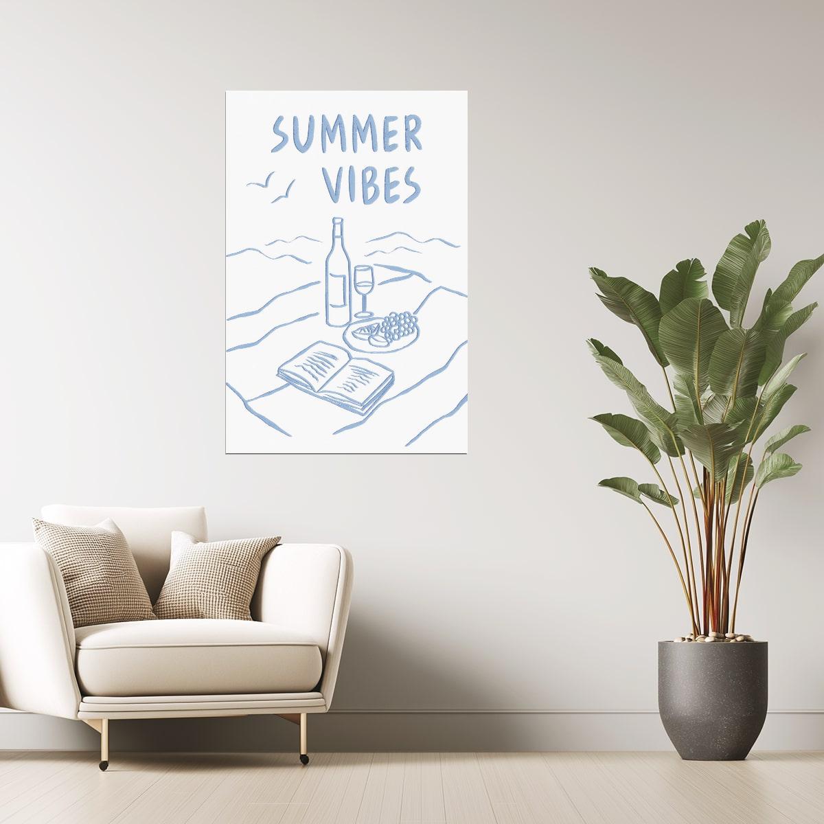Summer Vibes with Wine and Books | Coastal Granddaughter Bookish Aesthetic Poster