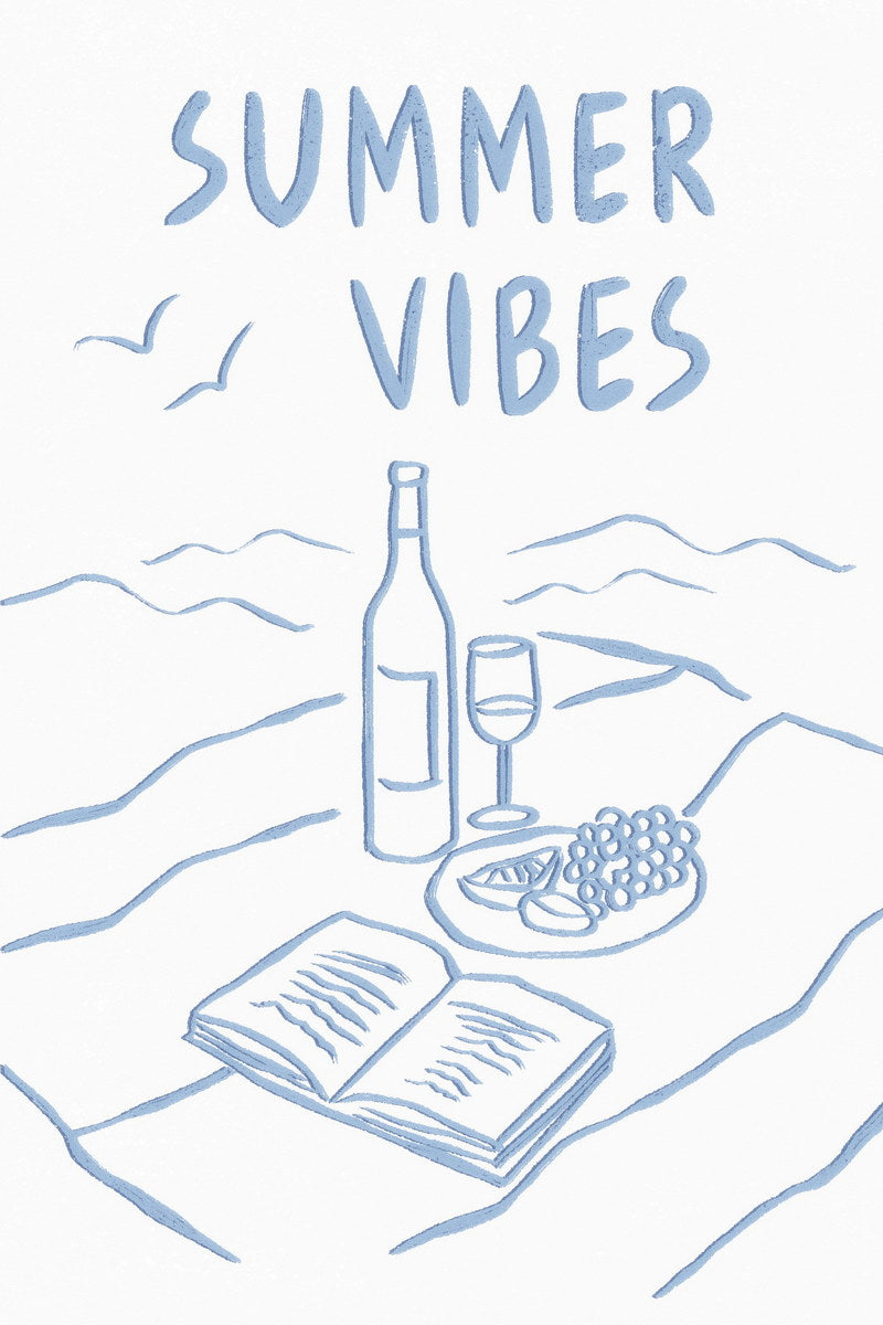 Summer Vibes with Wine and Books | Coastal Granddaughter Bookish Aesthetic Poster
