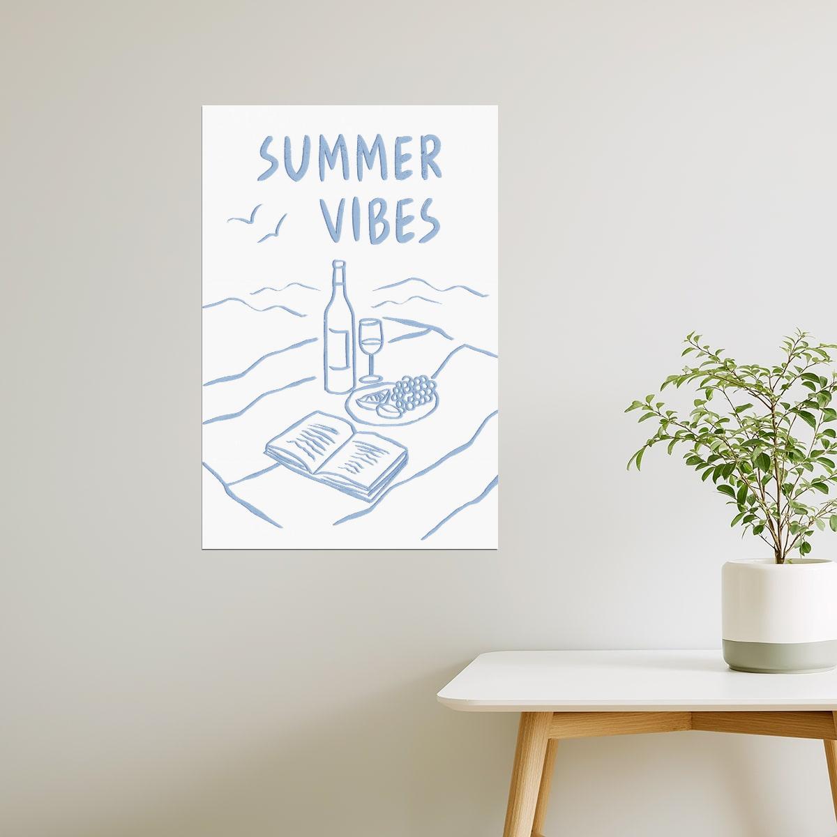 Summer Vibes with Wine and Books | Coastal Granddaughter Bookish Aesthetic Poster