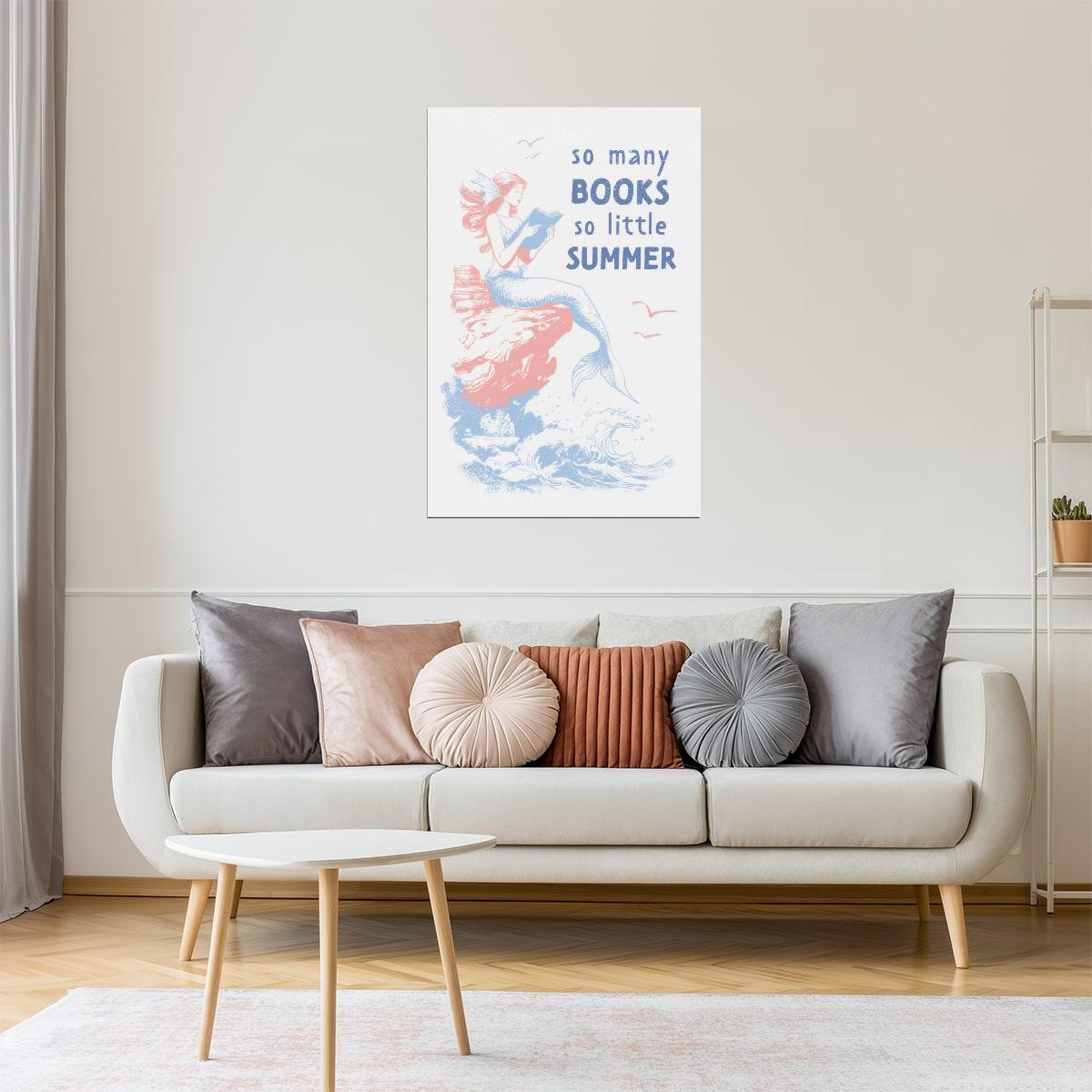 So Many Books So Little Summer Mermaid | Coastal Granddaughter Bookish Aesthetic Poster