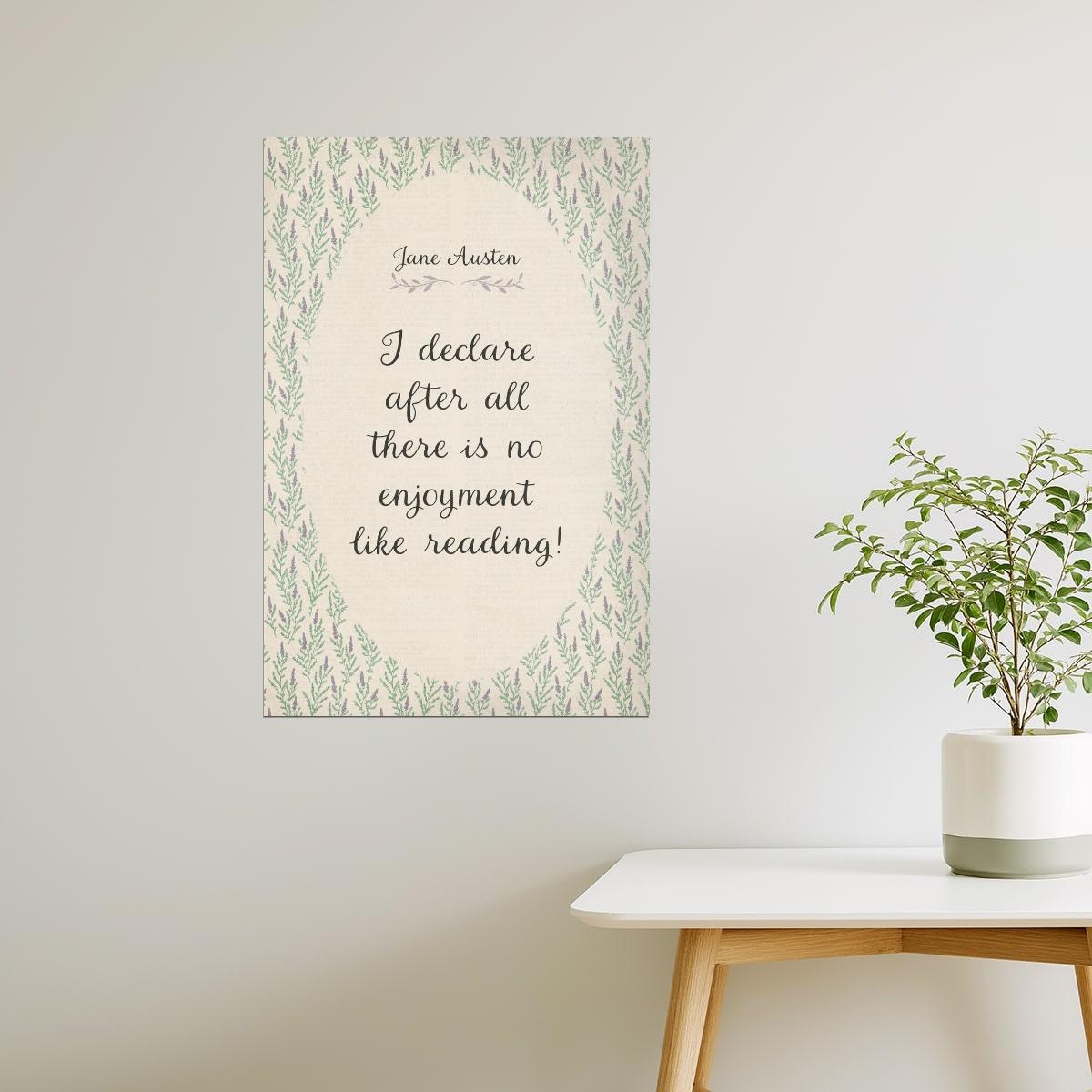 Jane Austen Quote I Declare After All | Bookish Floral Aesthetic Poster