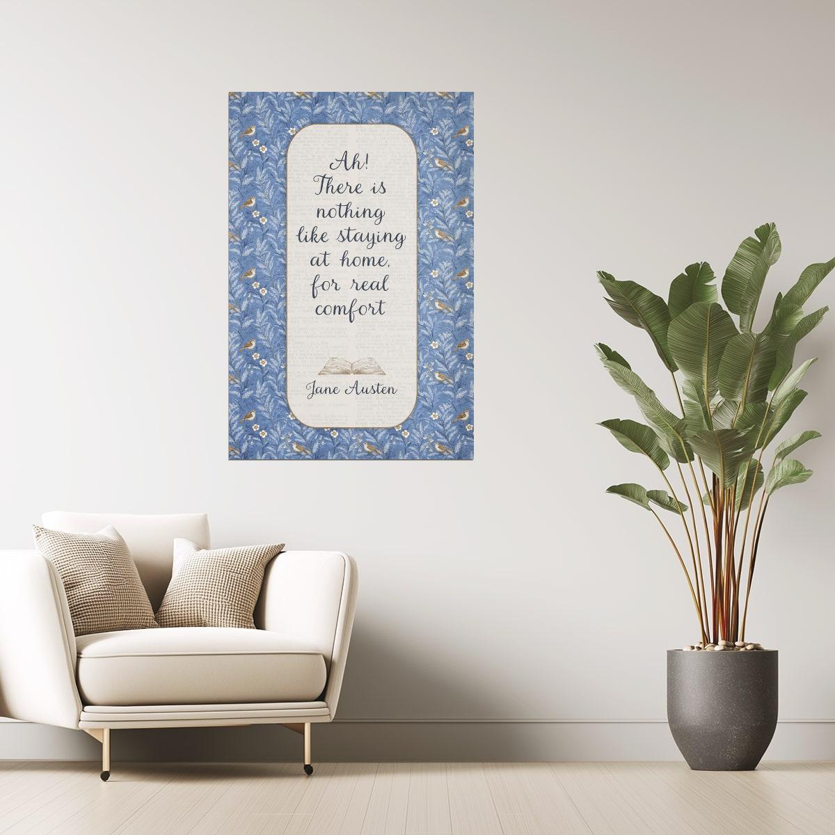 Jane Austen Quote Real Comfort at Home | Bookish Floral Aesthetic Poster