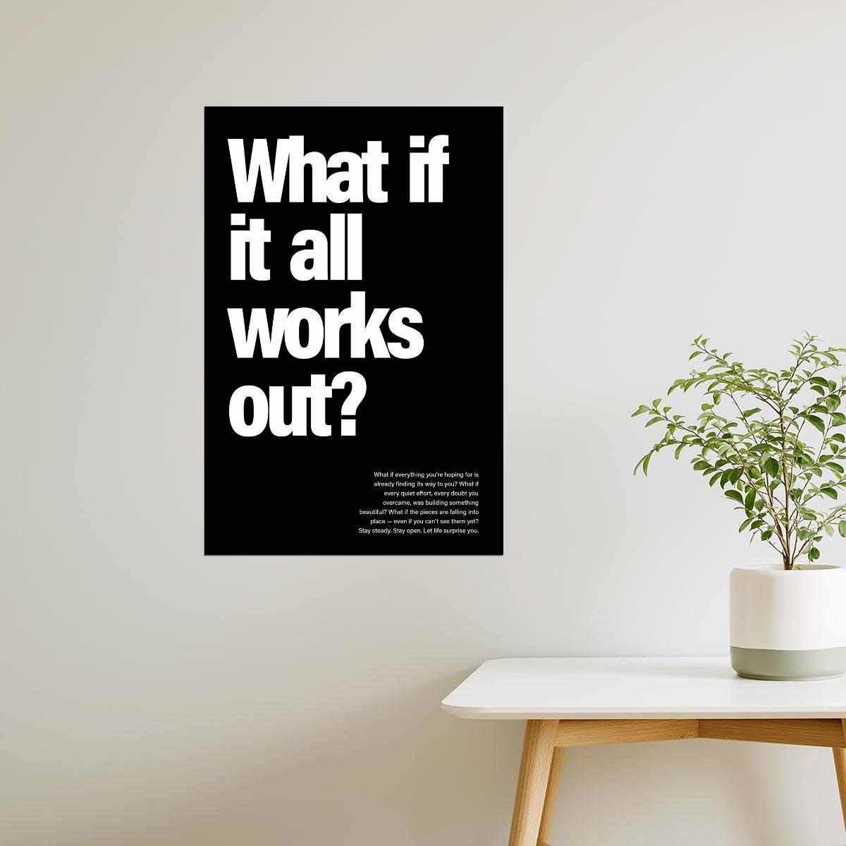What If It All Works Out | Black and White Quote Poster