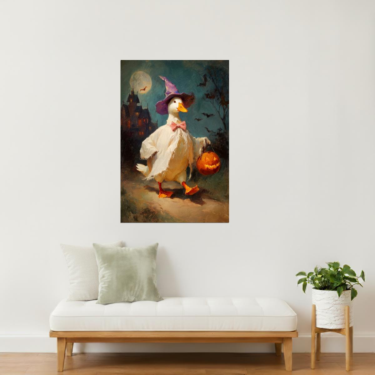 Silly Goose Trick or Treat | Cute Halloween Duck Wall Art Poster