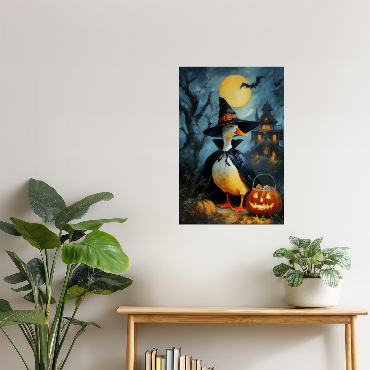 Haunted House Goose | Spooky Halloween Duck Wall Art Poster