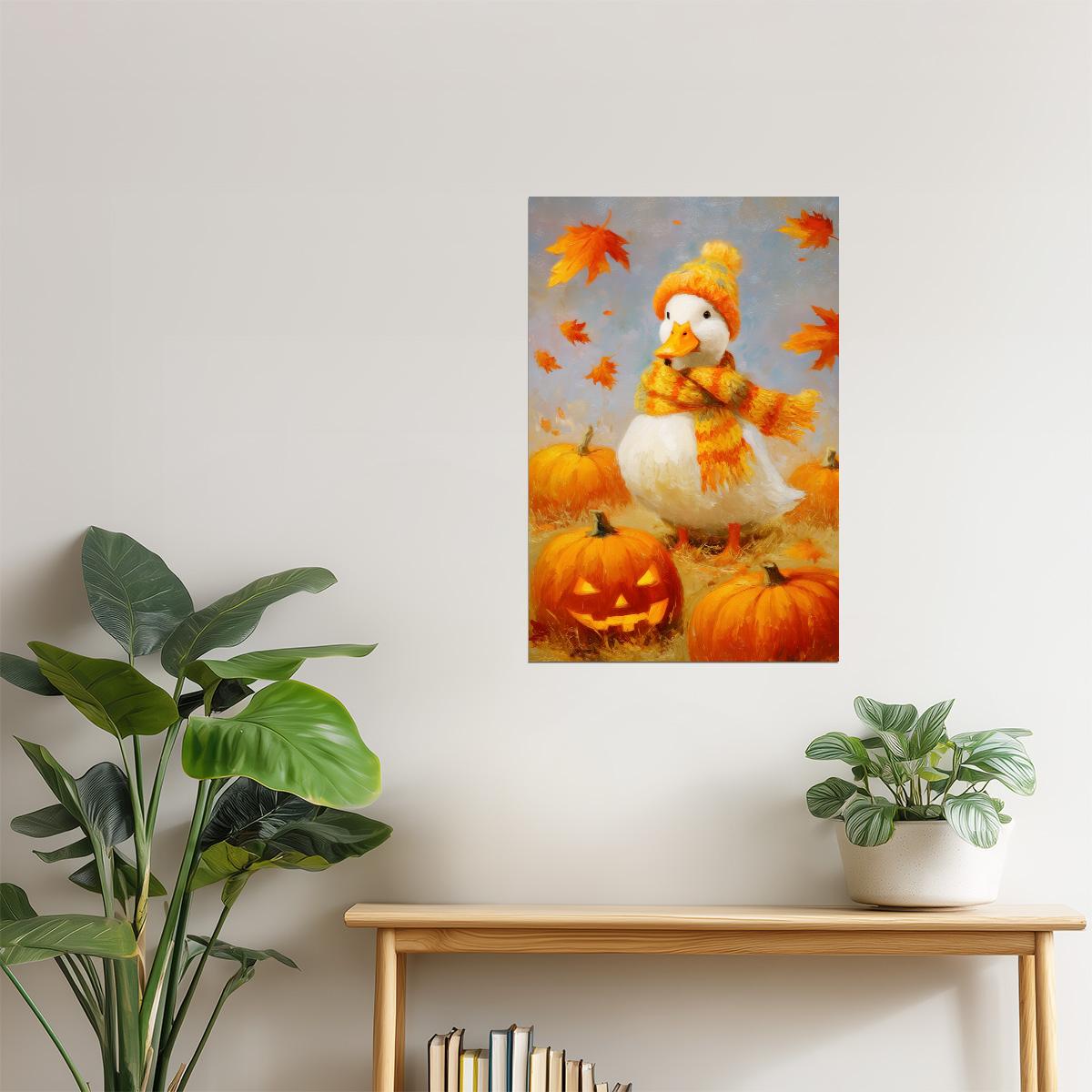 Pumpkin Patch Goose | Cute Fall Farmhouse Wall Decor Poster
