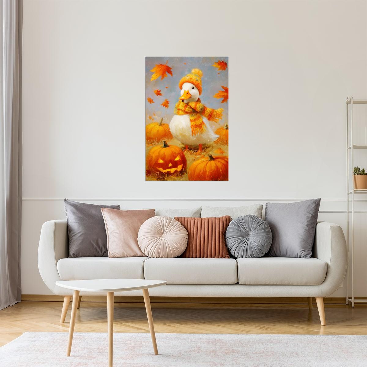 Pumpkin Patch Goose | Cute Fall Farmhouse Wall Decor Poster