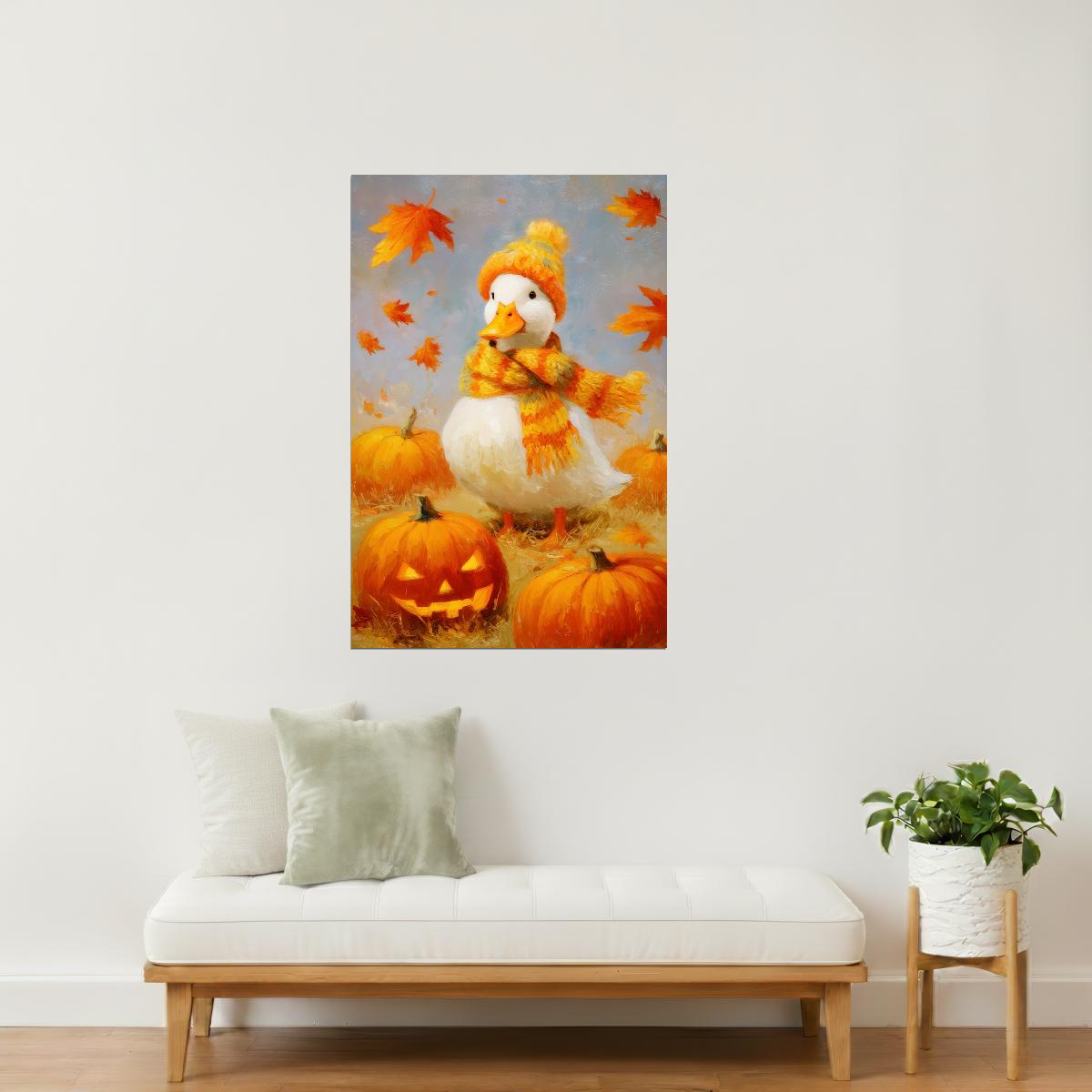 Pumpkin Patch Goose | Cute Fall Farmhouse Wall Decor Poster
