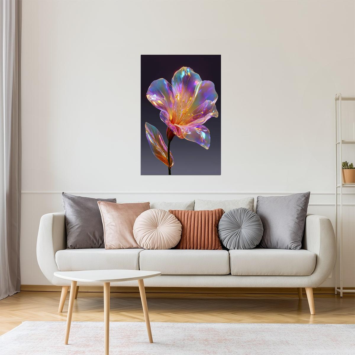 Iridescent Crystal Flower | Ethereal Fantasy Art | Wall Art Print Poster