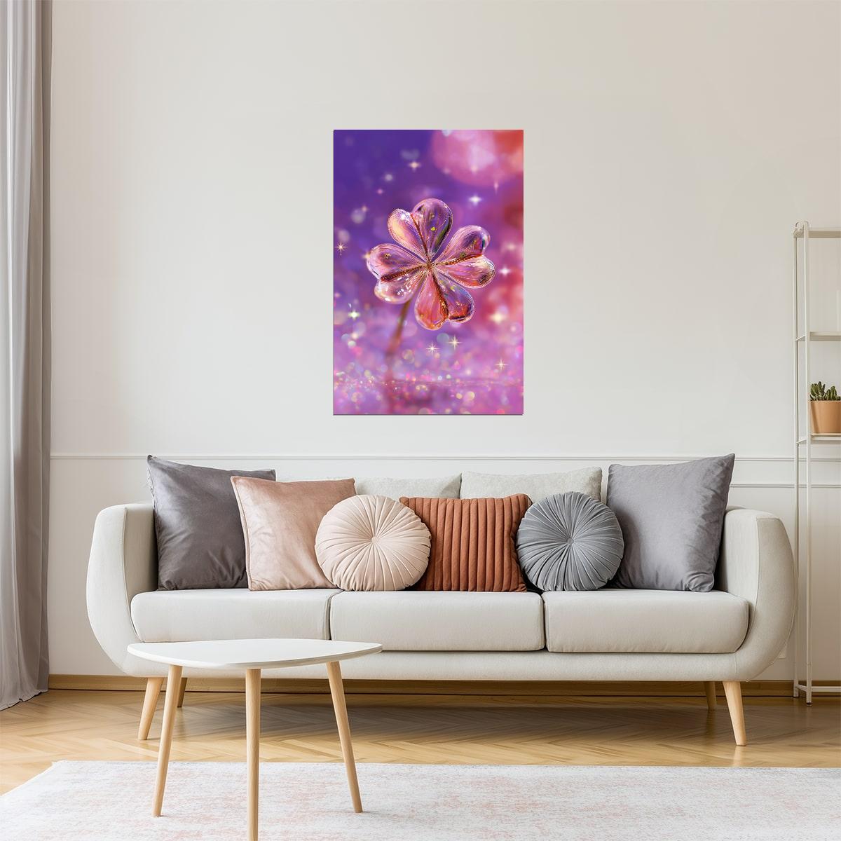Crystal Clover Flower | Whimsical Dreamcore | Wall Decor Poster