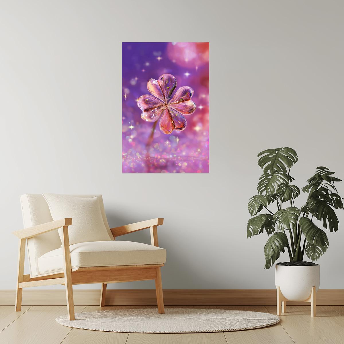 Crystal Clover Flower | Whimsical Dreamcore | Wall Decor Poster