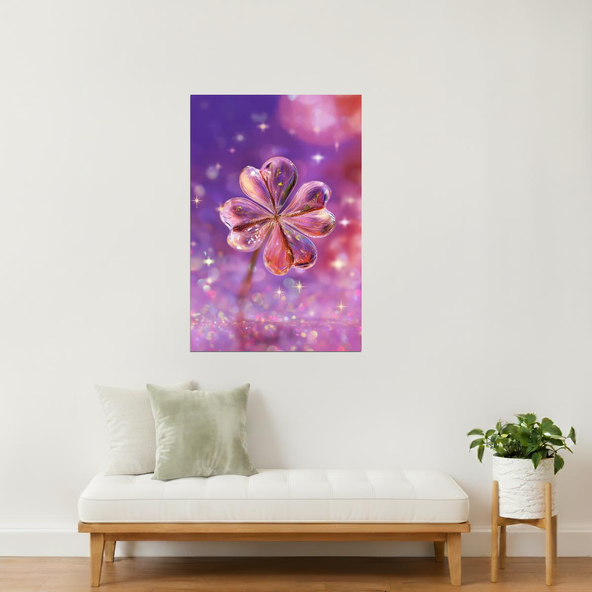 Crystal Clover Flower | Whimsical Dreamcore | Wall Decor Poster