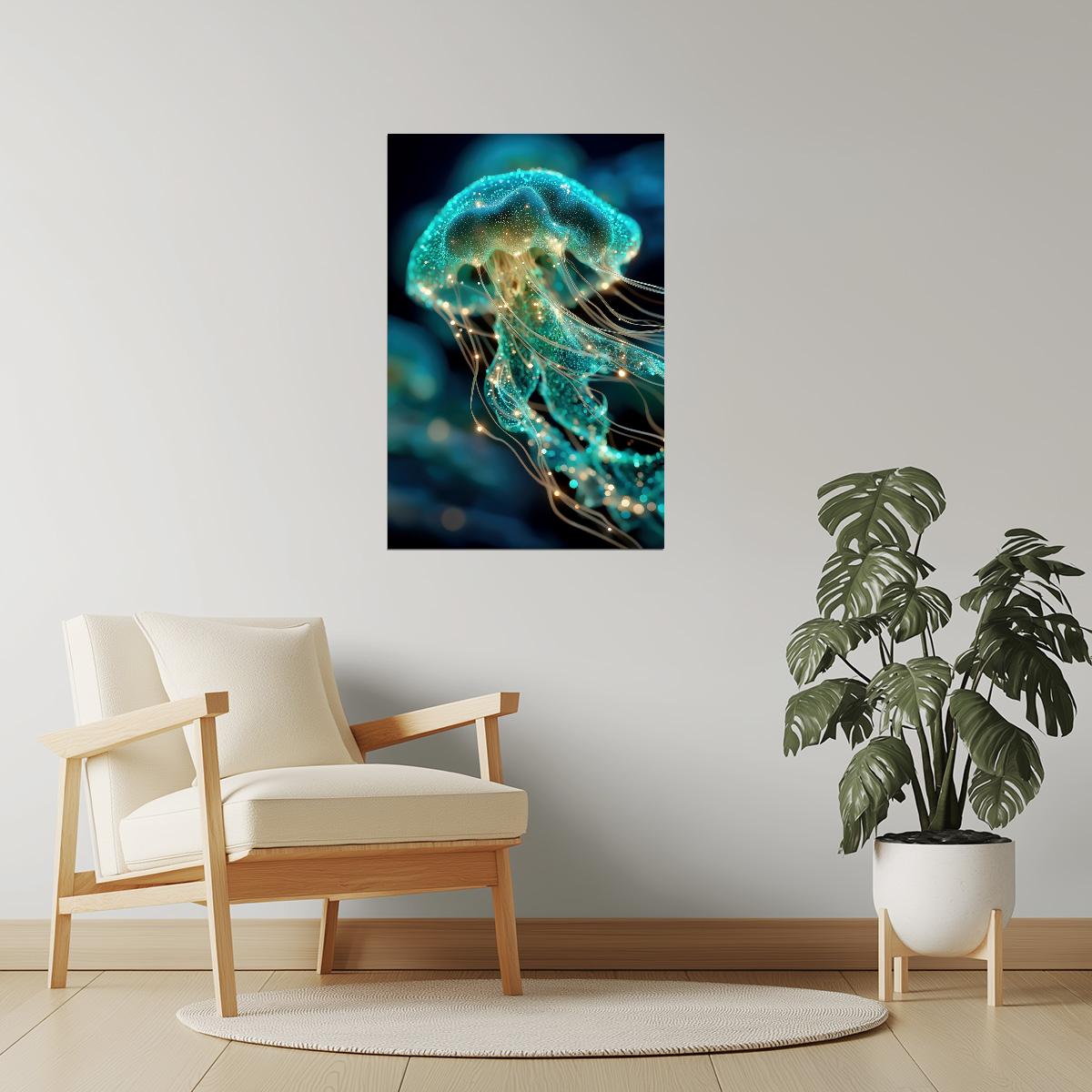 Ethereal Ocean Jellyfish | Surreal Sci-Fi Aesthetic | Wall Decor Poster