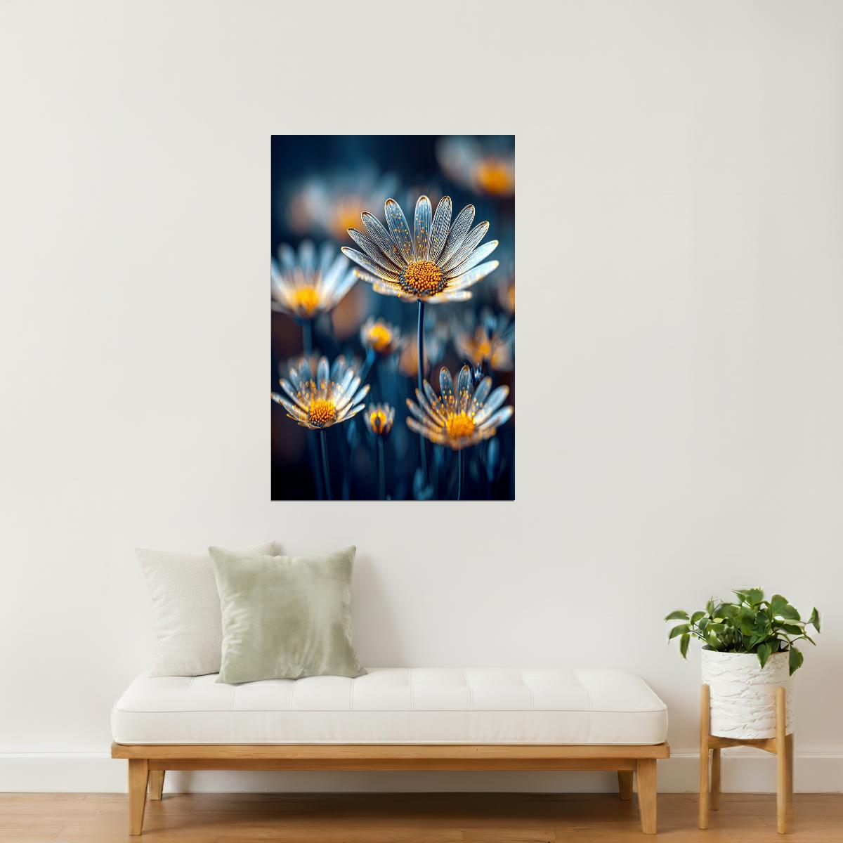 Shimmering Daisy Bouquet | Dreamy Floral Aesthetic | Wall Decor Poster