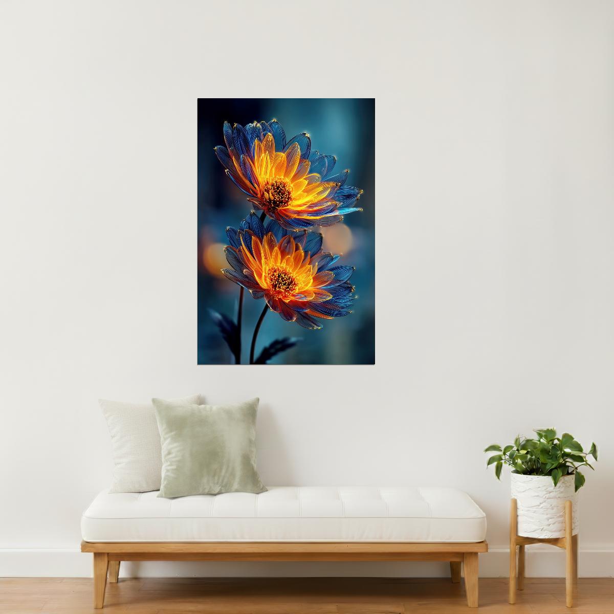 Fiery Orange Blooms | Enchanting Fantasycore | Wall Art Print Poster