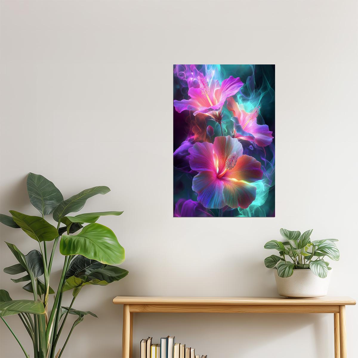 Glowing Purple Petals | Mystical Surrealism | Wall Decor Poster