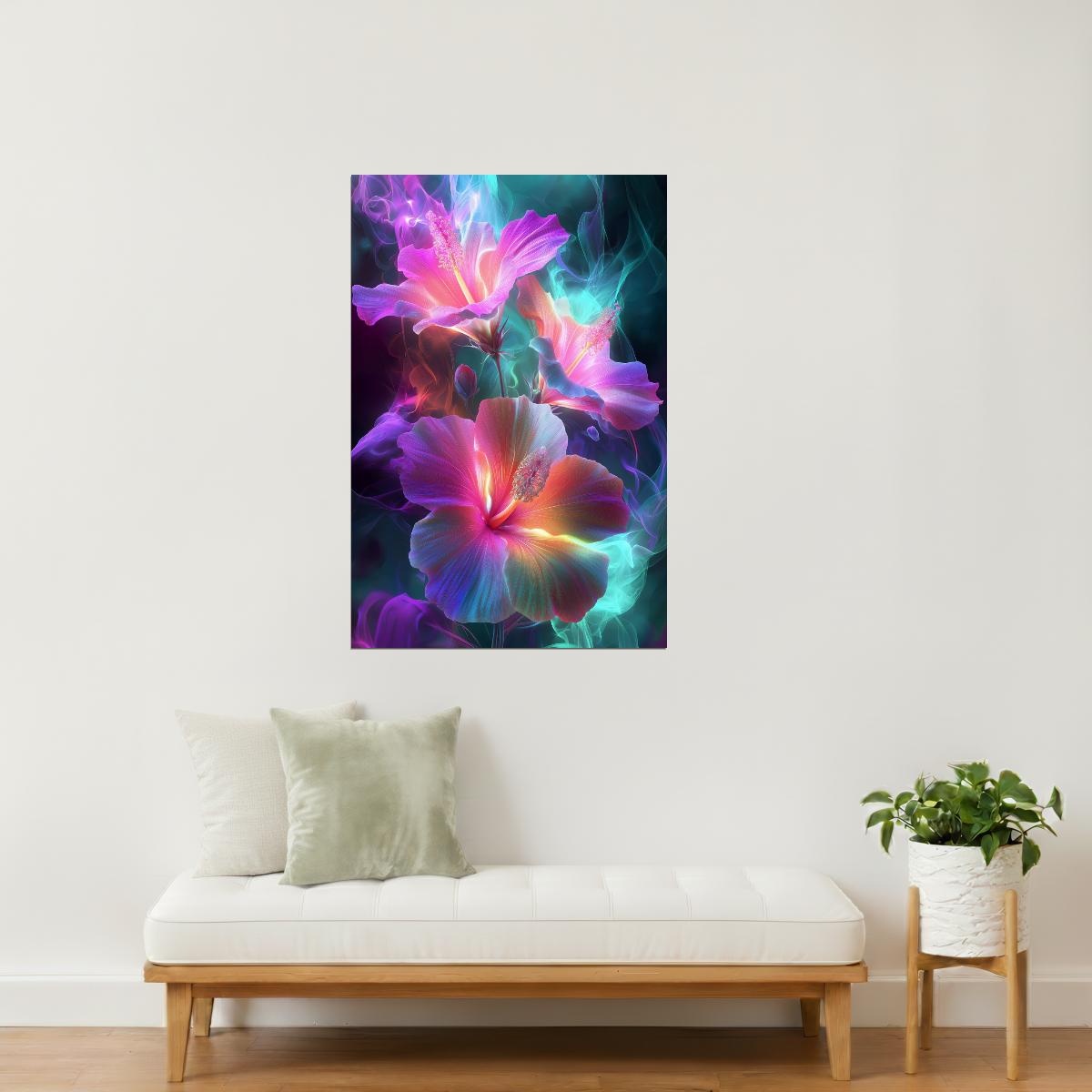 Glowing Purple Petals | Mystical Surrealism | Wall Decor Poster