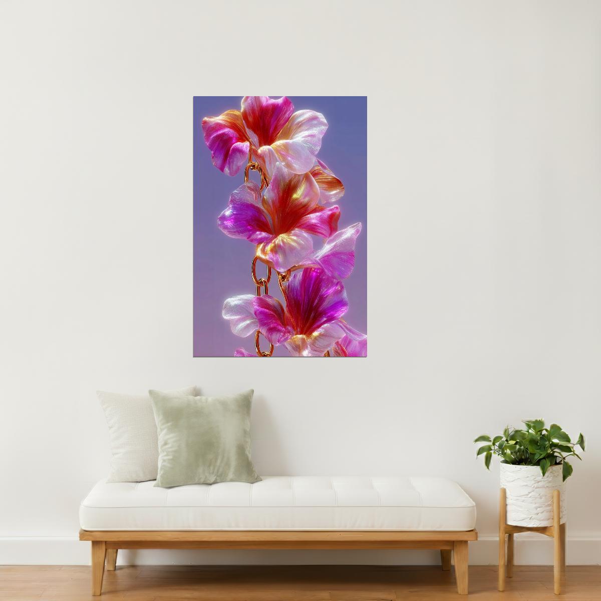 Iridescent Orchid Chain | Dreamy Botanical Fantasy | Wall Art Print Poster