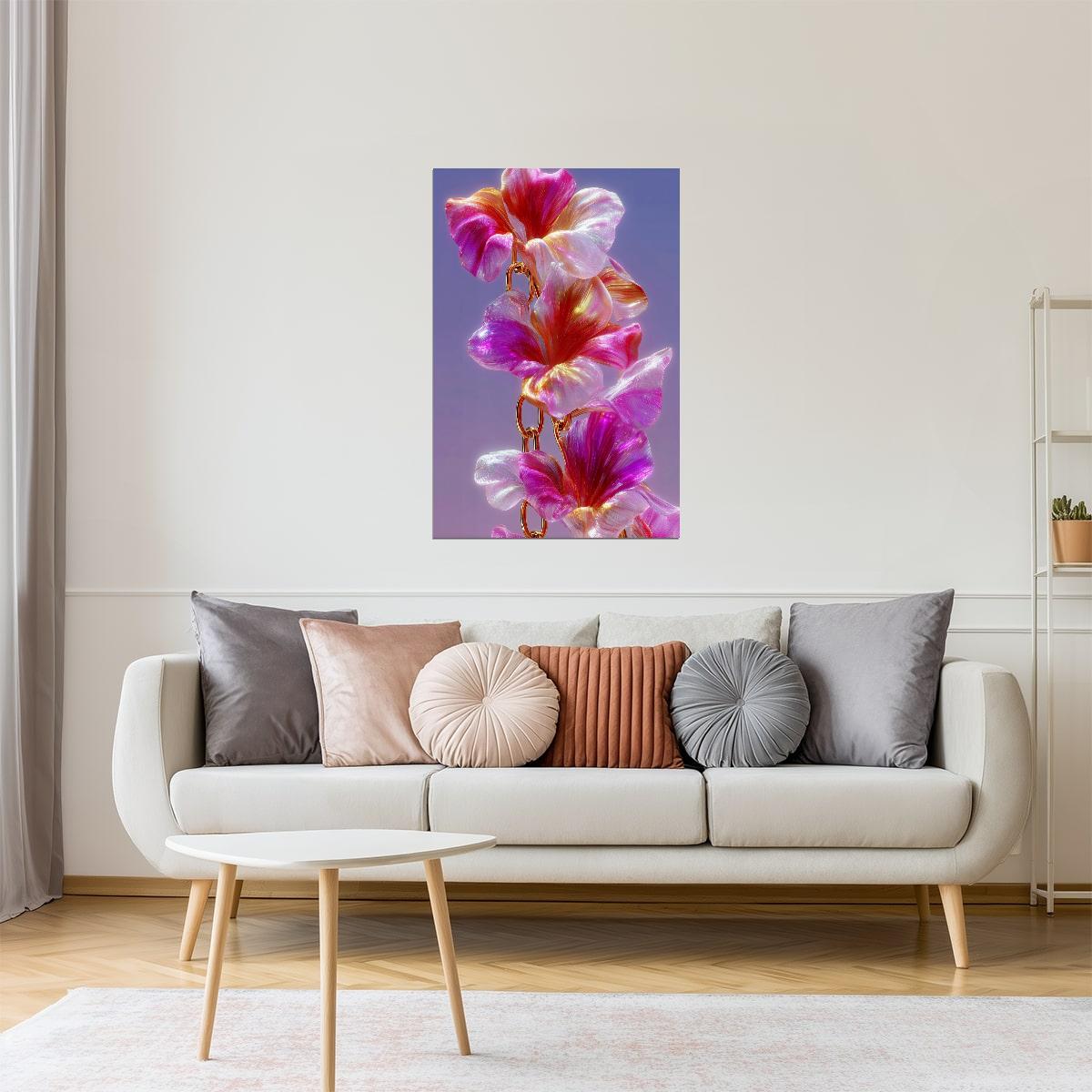 Iridescent Orchid Chain | Dreamy Botanical Fantasy | Wall Art Print Poster