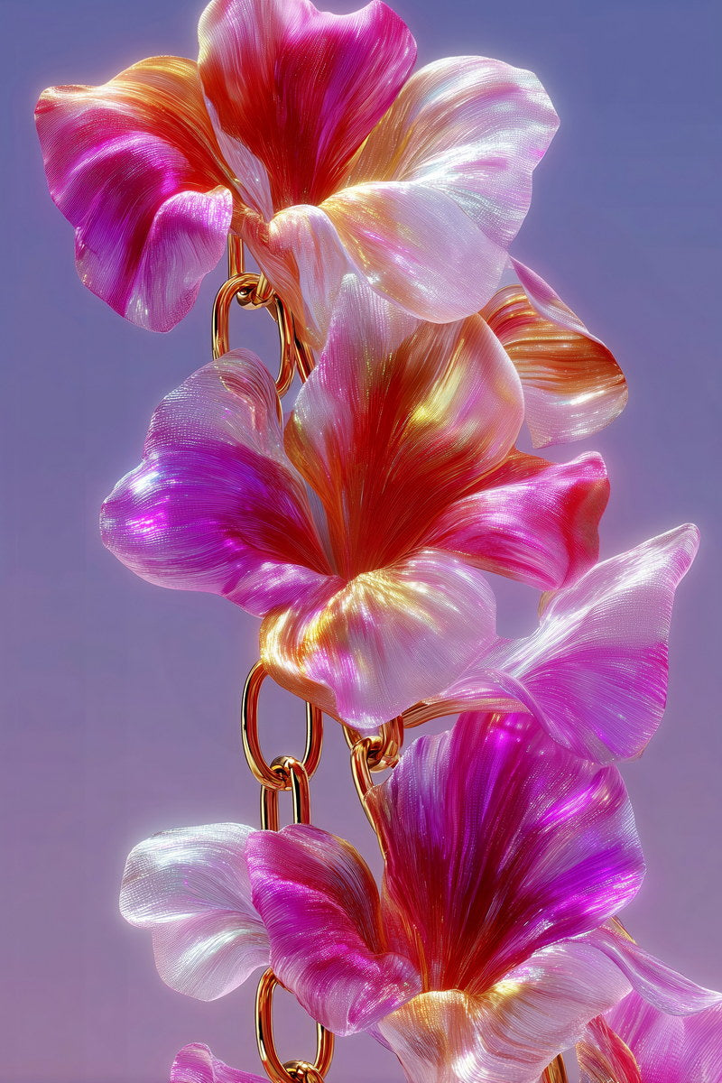 Iridescent Orchid Chain | Dreamy Botanical Fantasy | Wall Art Print Poster
